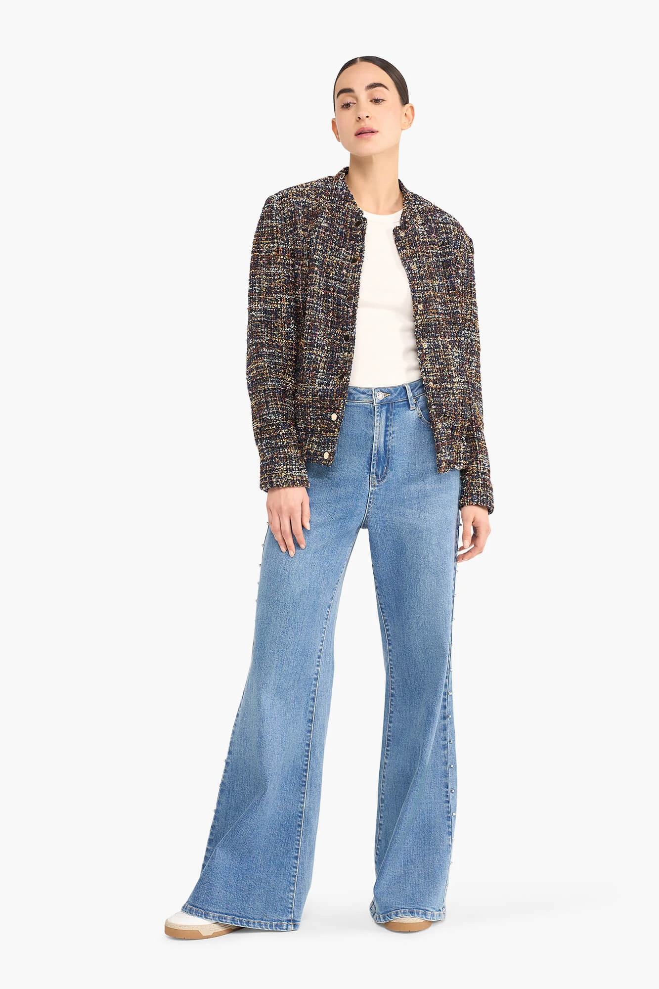 Bomber Jack Dames Tweed Maddox Blauw