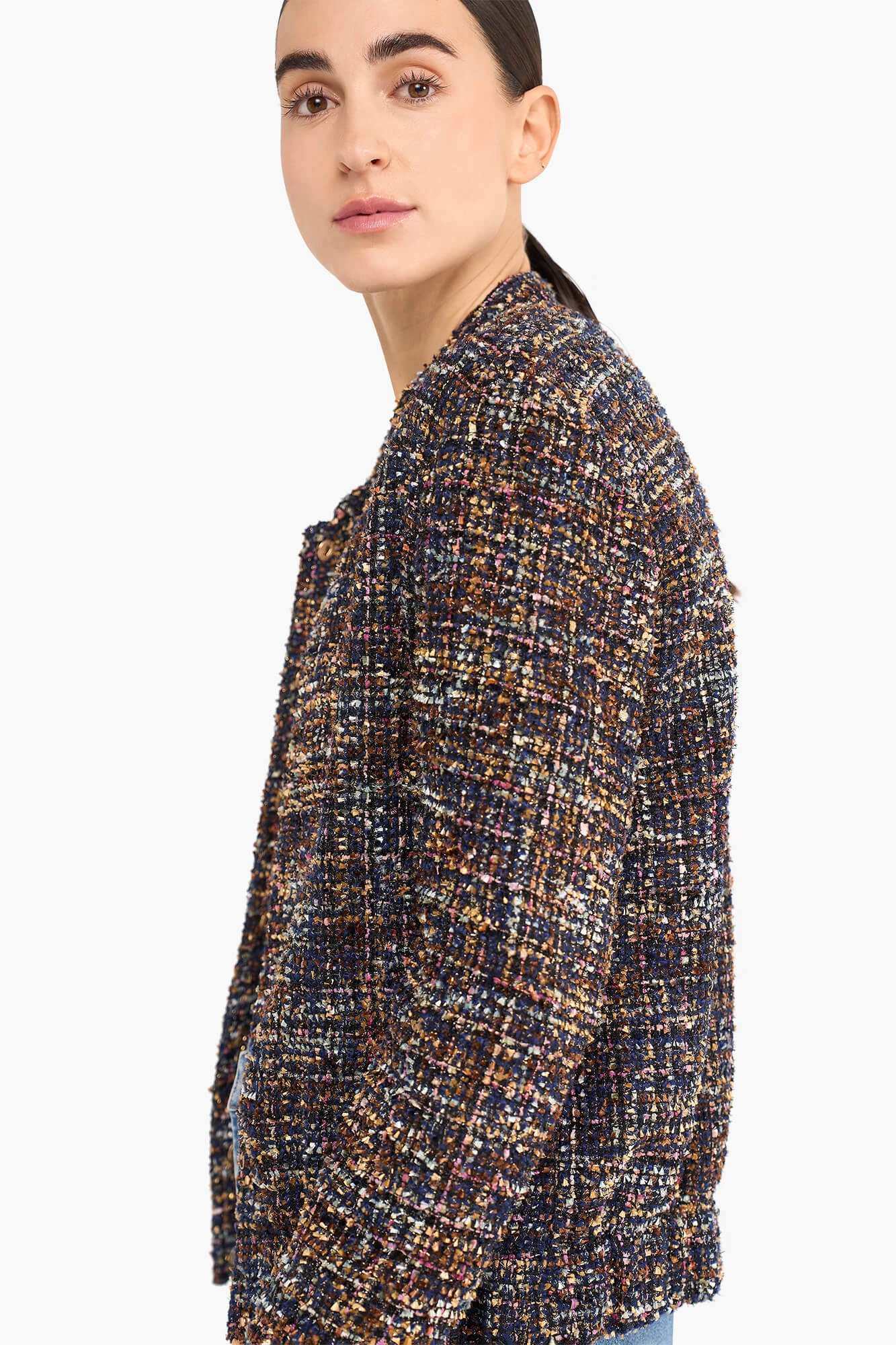 Bomber Jack Dames Tweed Maddox Blauw