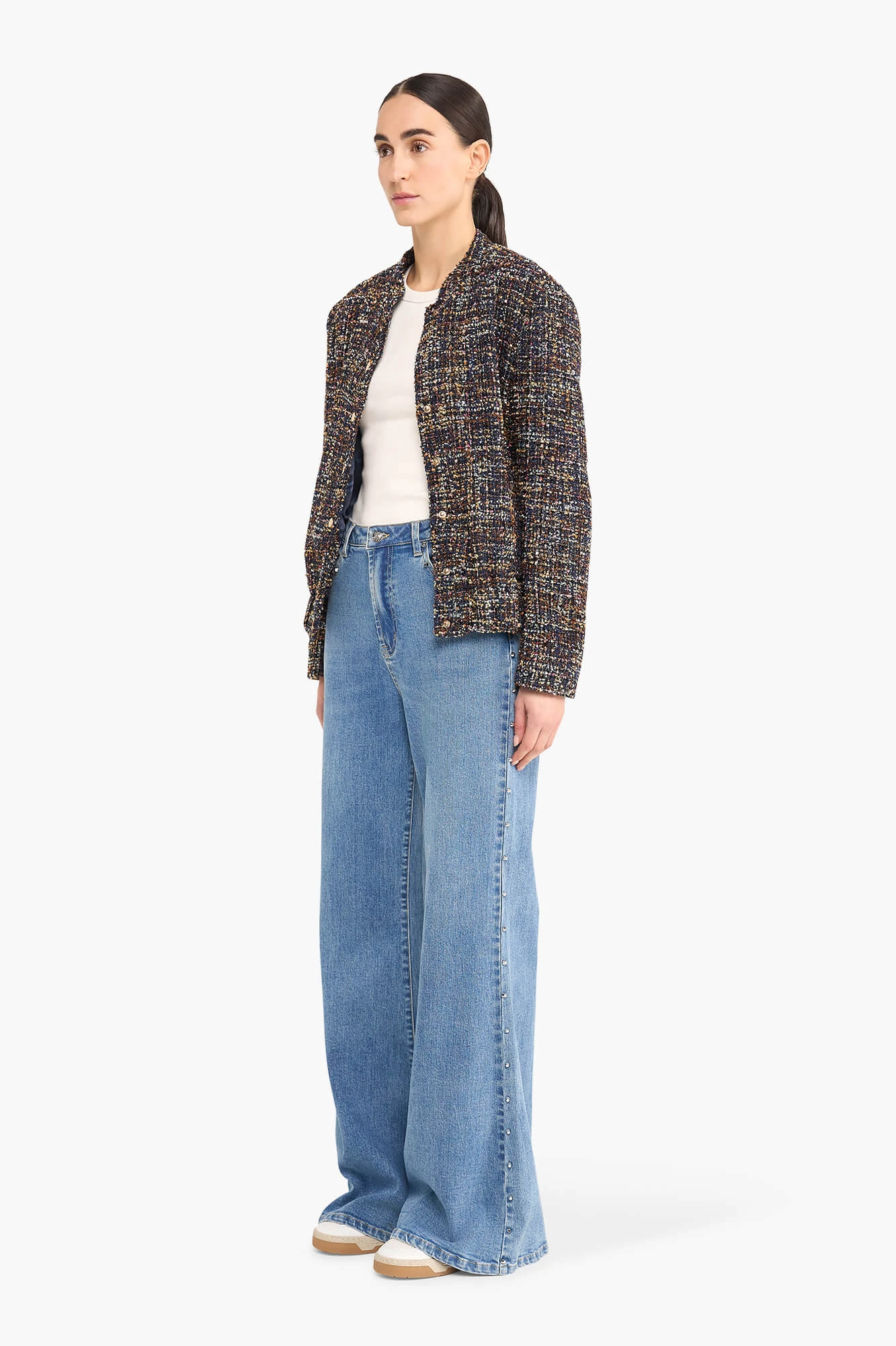 Bomber Jack Dames Tweed Maddox Blauw