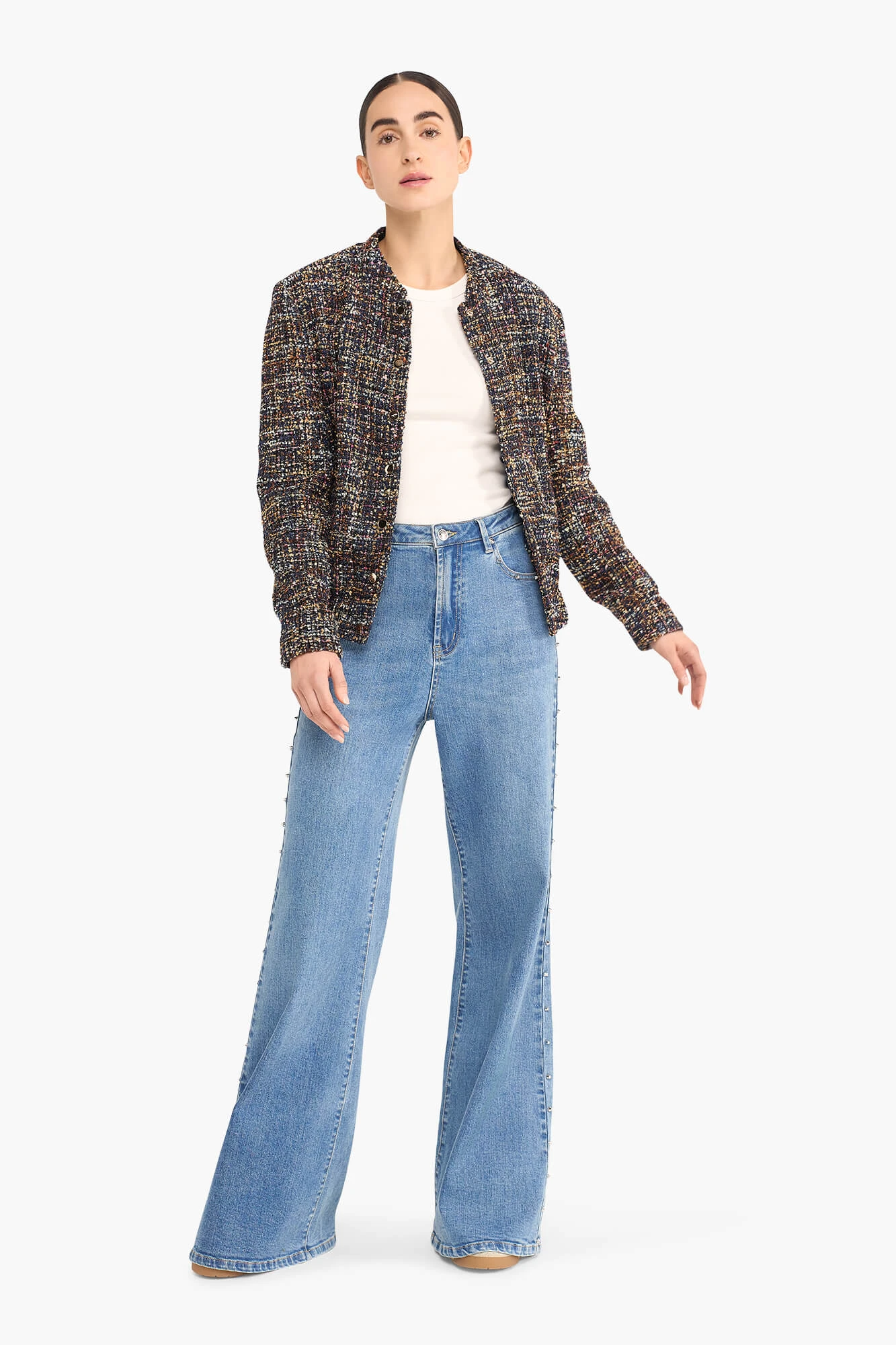 Bomber Jack Dames Tweed Maddox Blauw