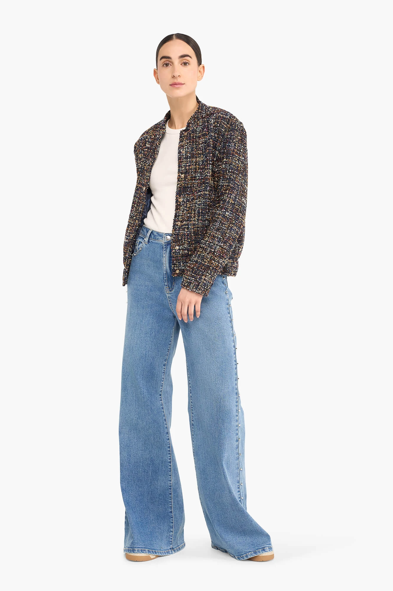 Bomber Jack Dames Tweed Maddox Blauw