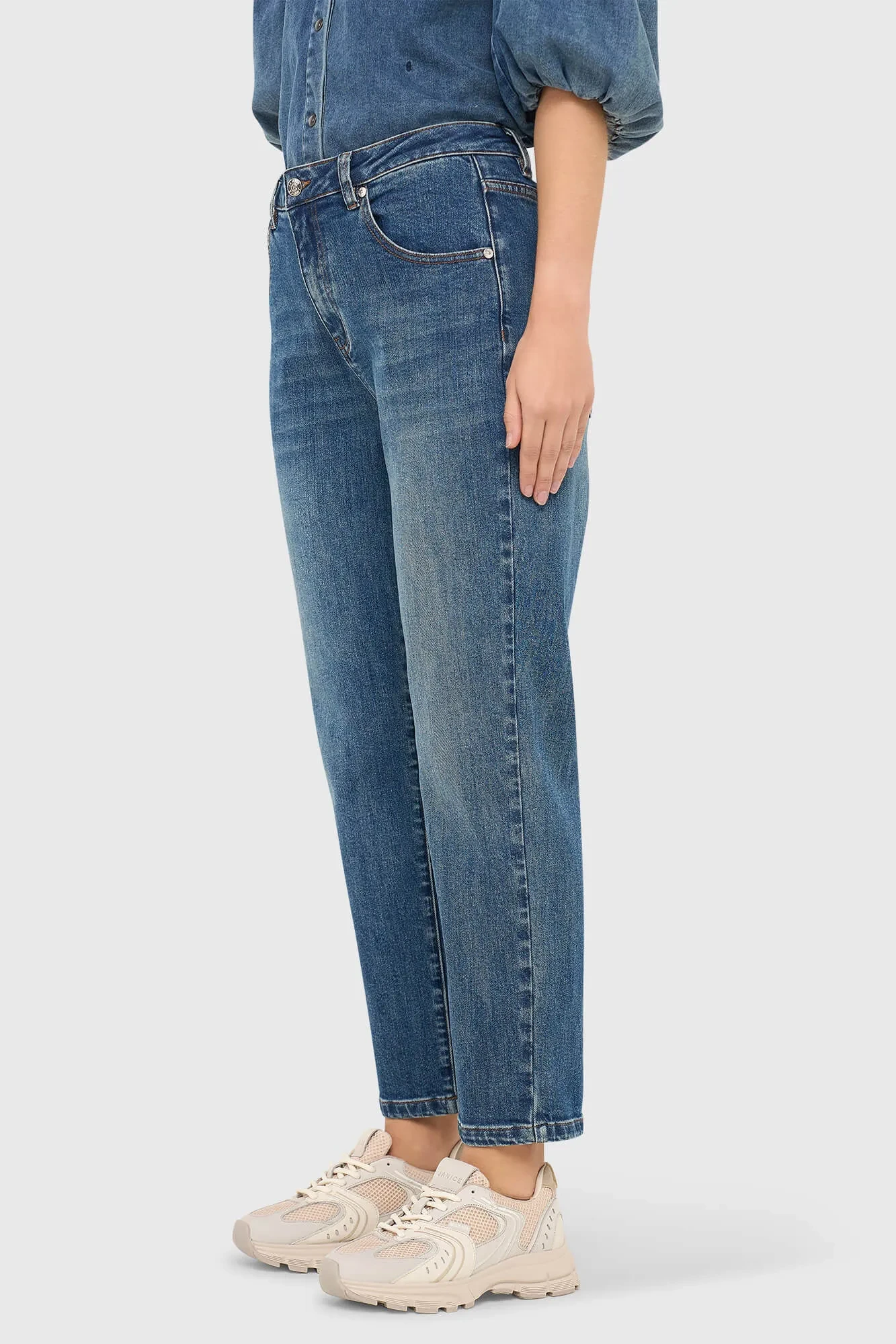 Boyfriend-Jeans für Damen, mittlere Leibhöhe, blau 932 Bailey