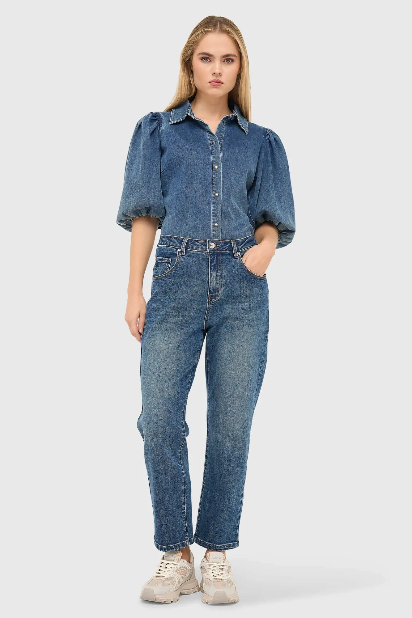 Boyfriend-Jeans für Damen, mittlere Leibhöhe, blau 932 Bailey