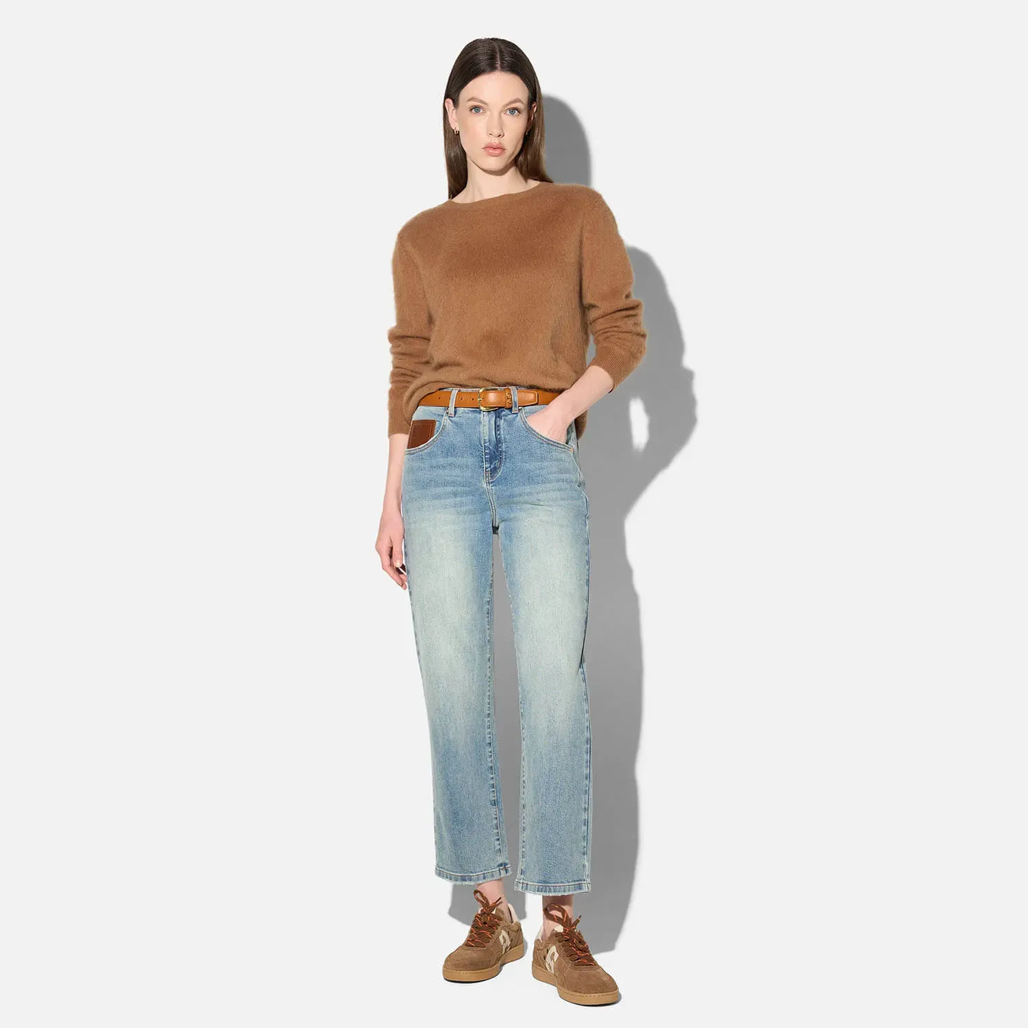 Boyfriend Jeans Dames Mid Rise Blauw Bailey 114