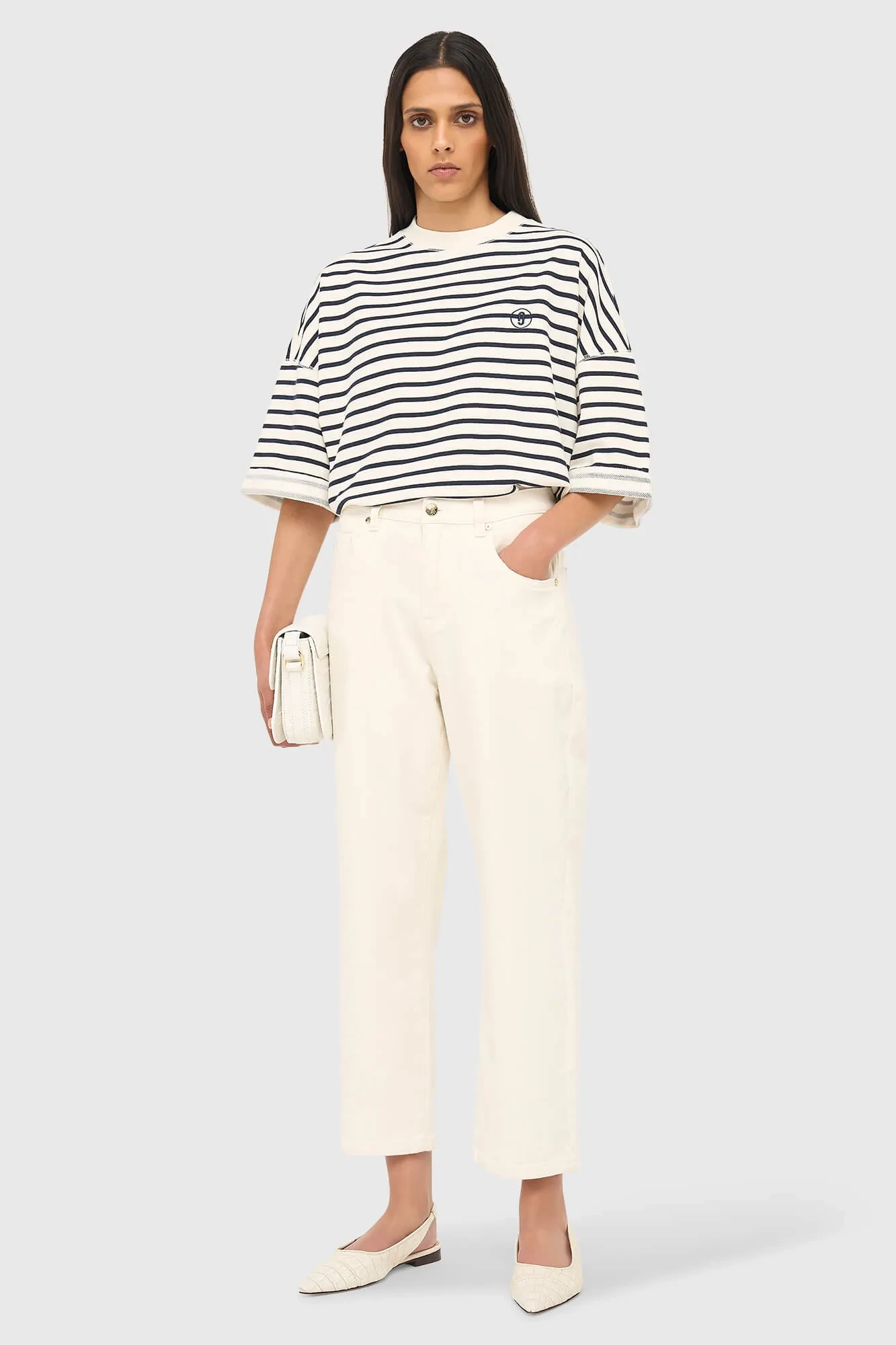 Women's Mid-Rise Stretch Bailey Boyfriend Jeans in Off-White, Size 264