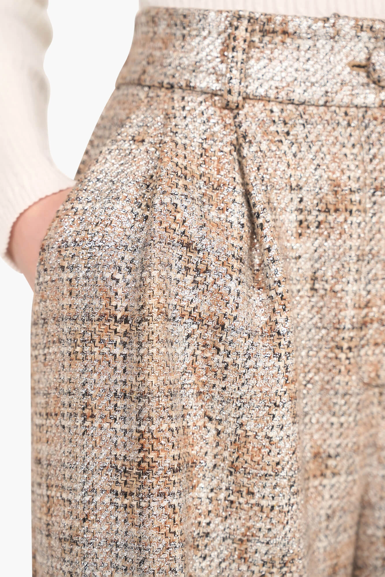 Broek Dames Wijde Pijp Dollar Bruin Zilver Metallic