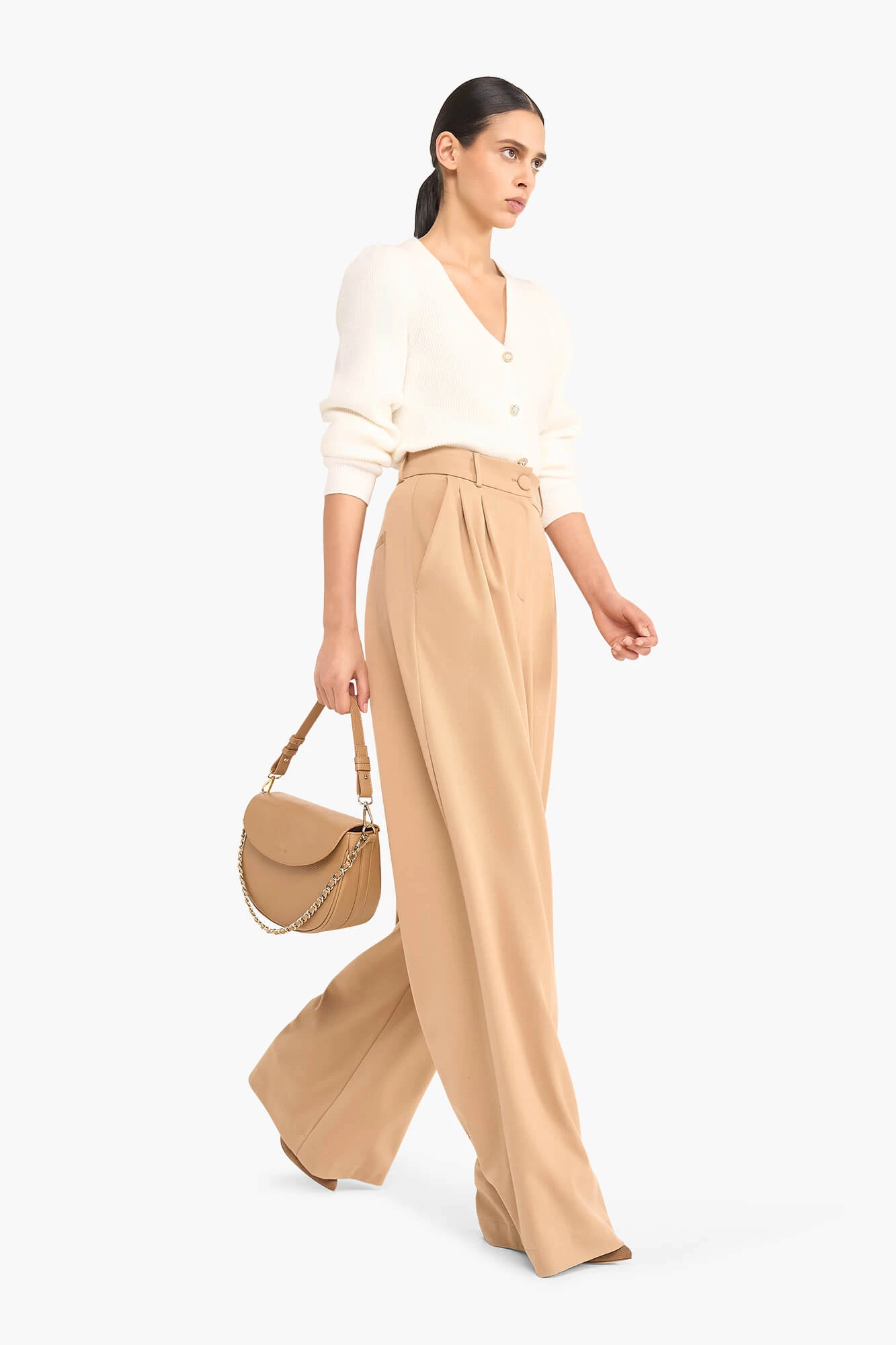 Broek Dames Wijde Pijp Dollar Beige