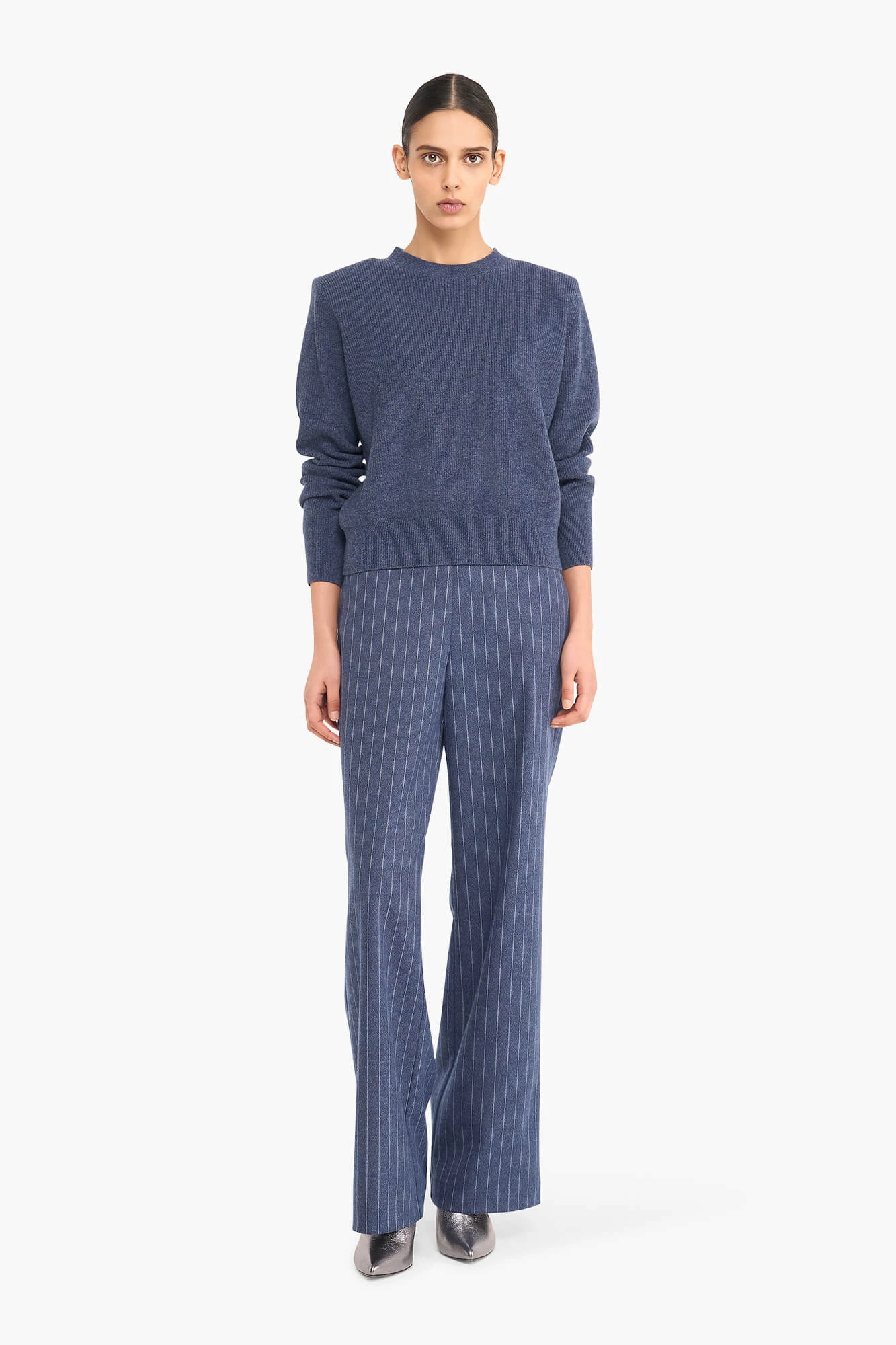 Broek Dames Rechte Pijp Streep Pete Blauw