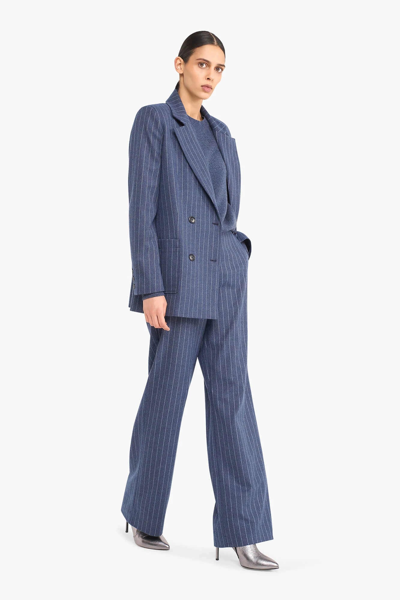 Broek Dames Rechte Pijp Streep Pete Blauw