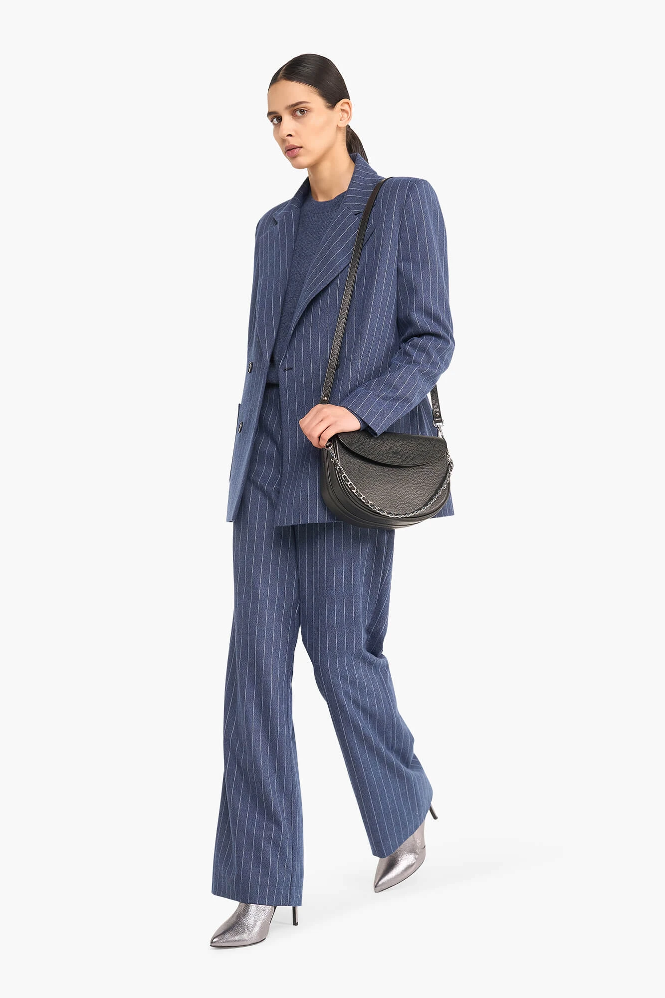 Broek Dames Rechte Pijp Streep Pete Blauw