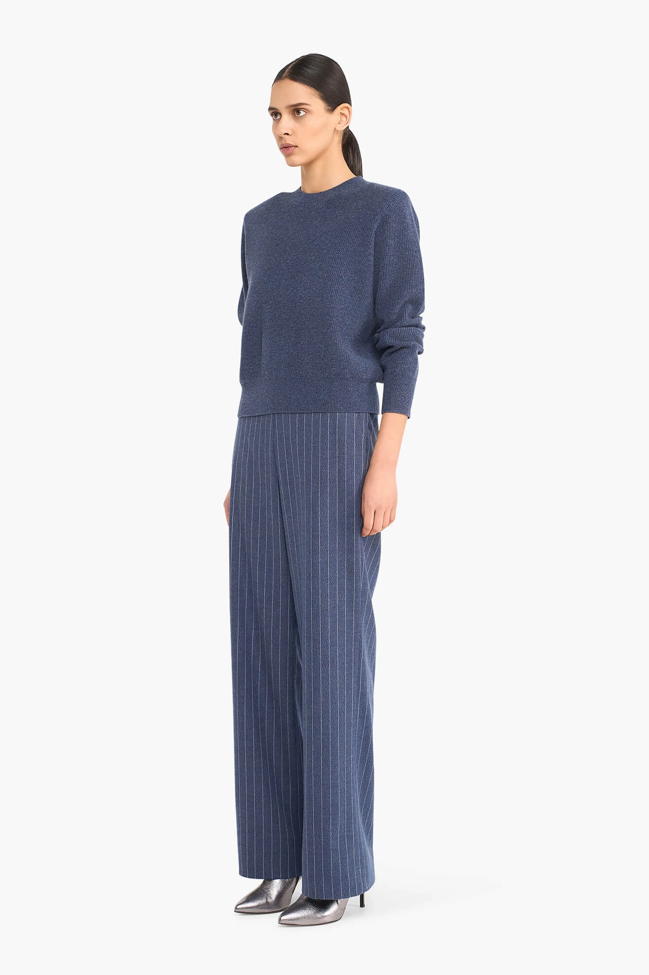 Broek Dames Rechte Pijp Streep Pete Blauw