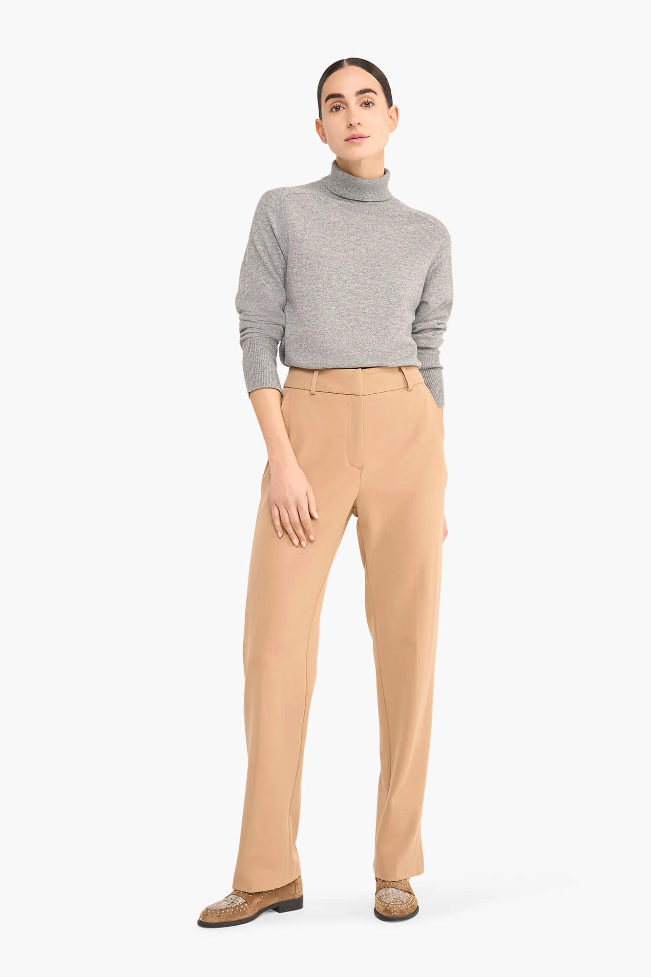 Damenhose mit Schlitz „Marc“ in Beige