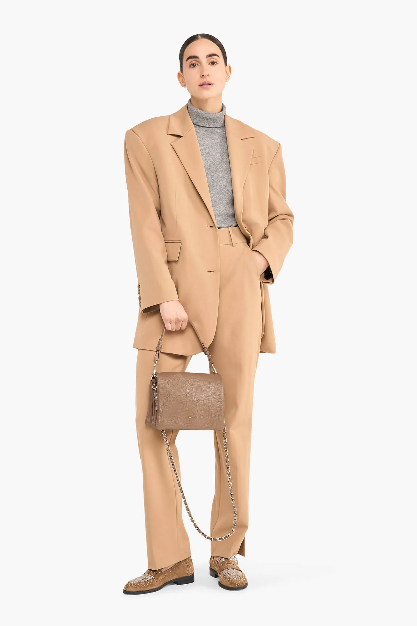 Damenhose mit Schlitz „Marc“ in Beige
