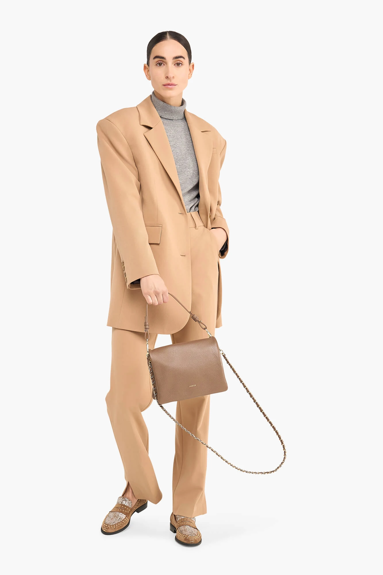 Damenhose mit Schlitz „Marc“ in Beige