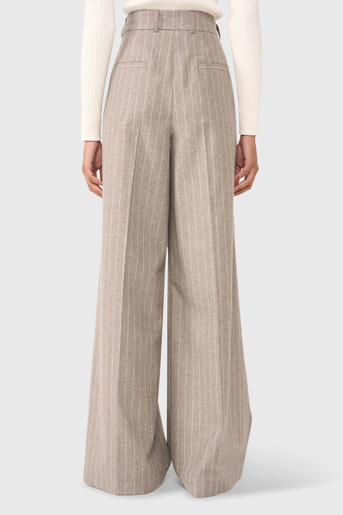 Beige Striped Trousers