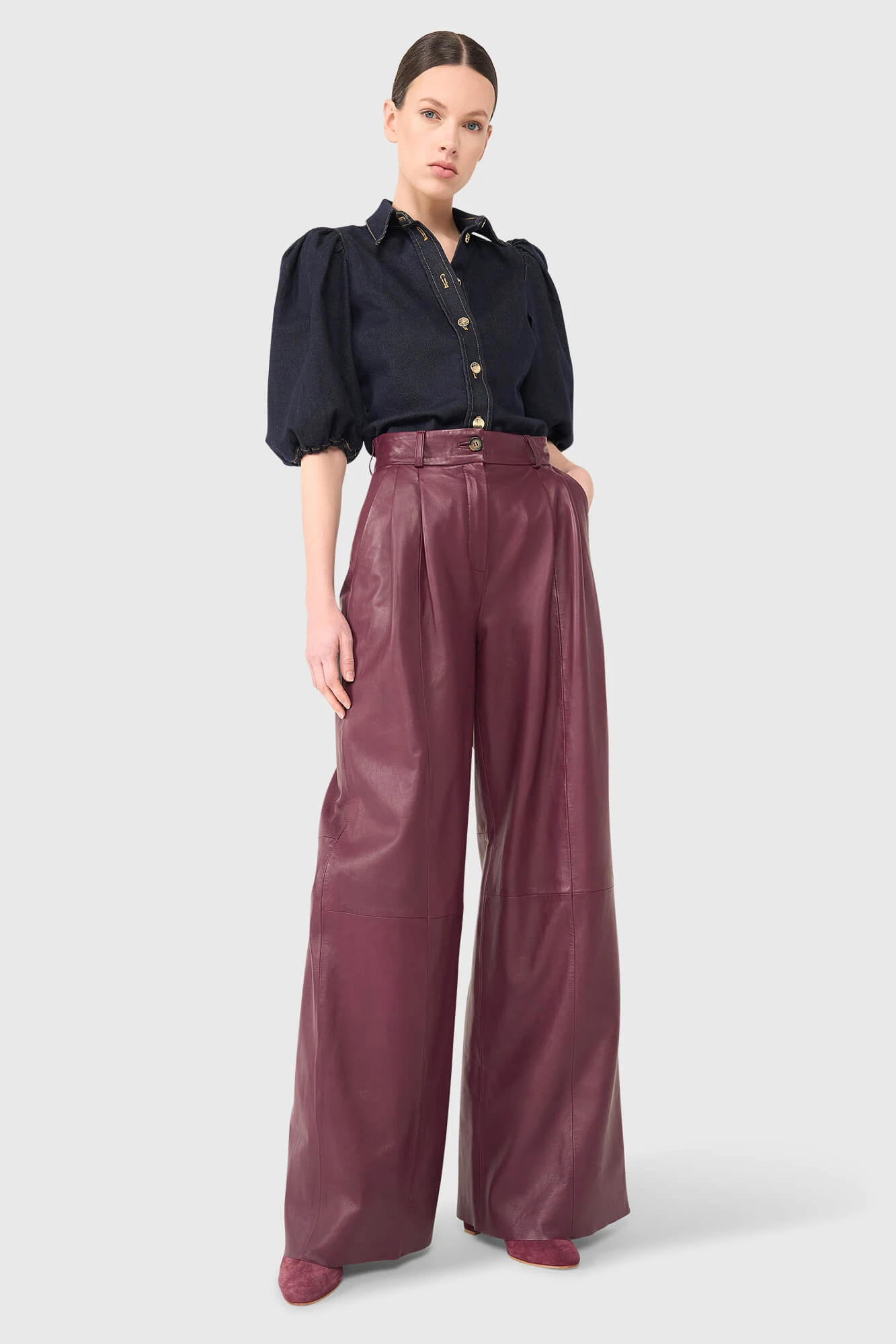 Dollar Burgundy Leer