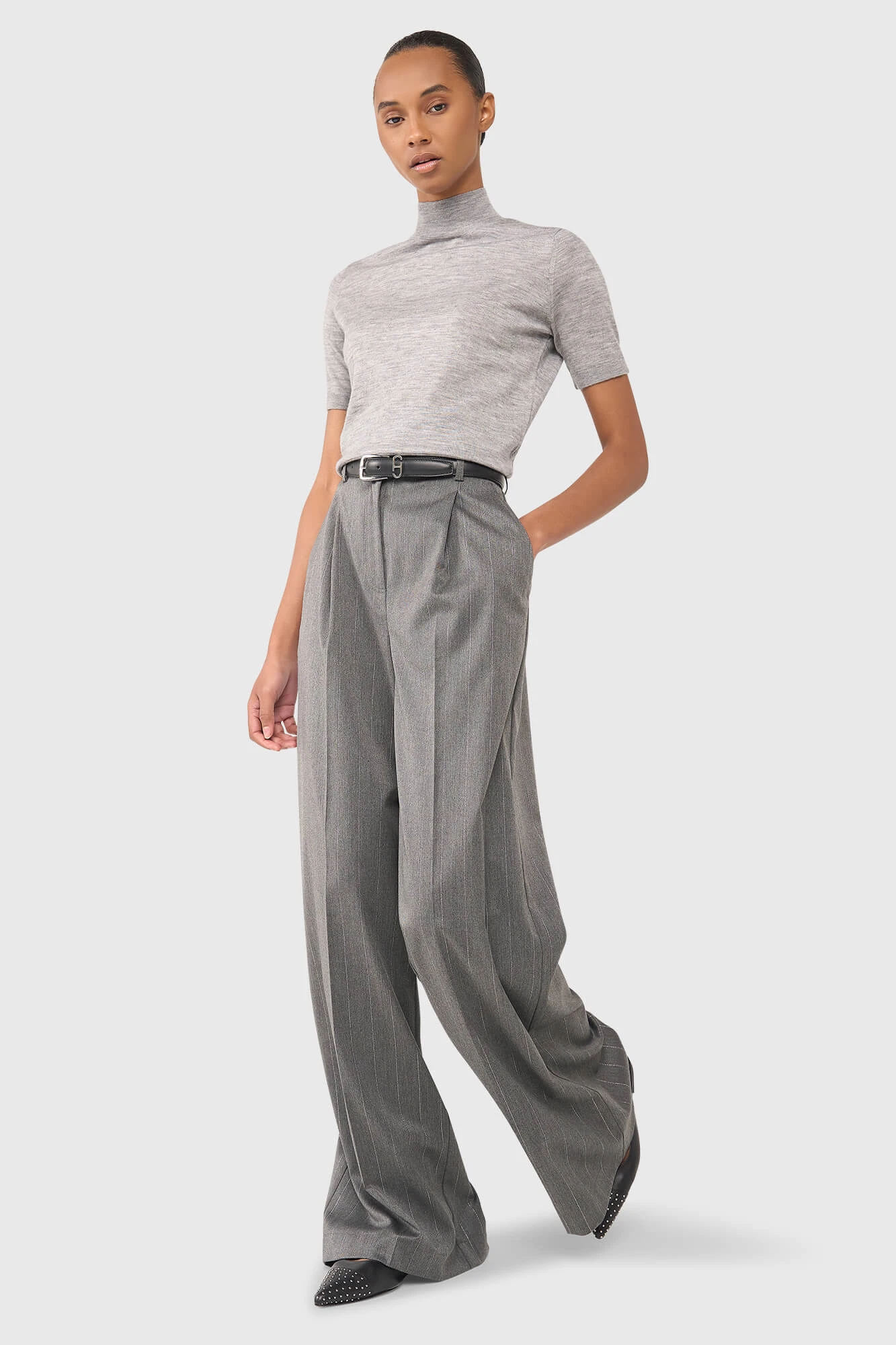 Mel Grau Streifen Lurex