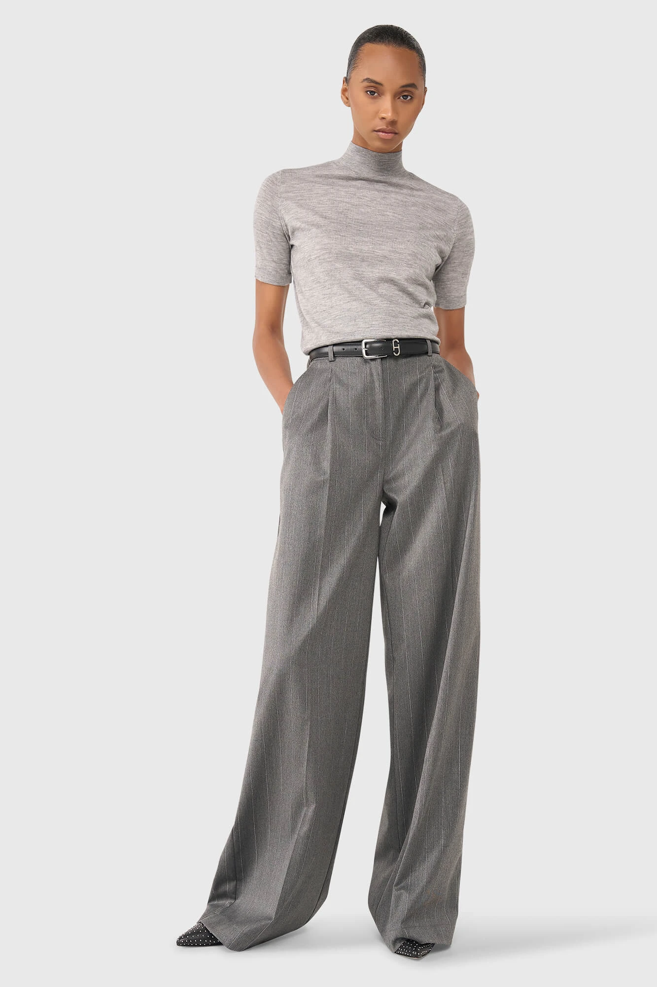 Mel Grau Streifen Lurex