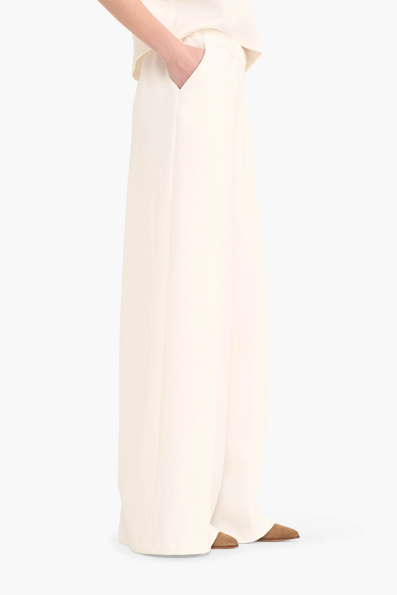 Broek Wijde Pijp Elastiek Ringo Off White
