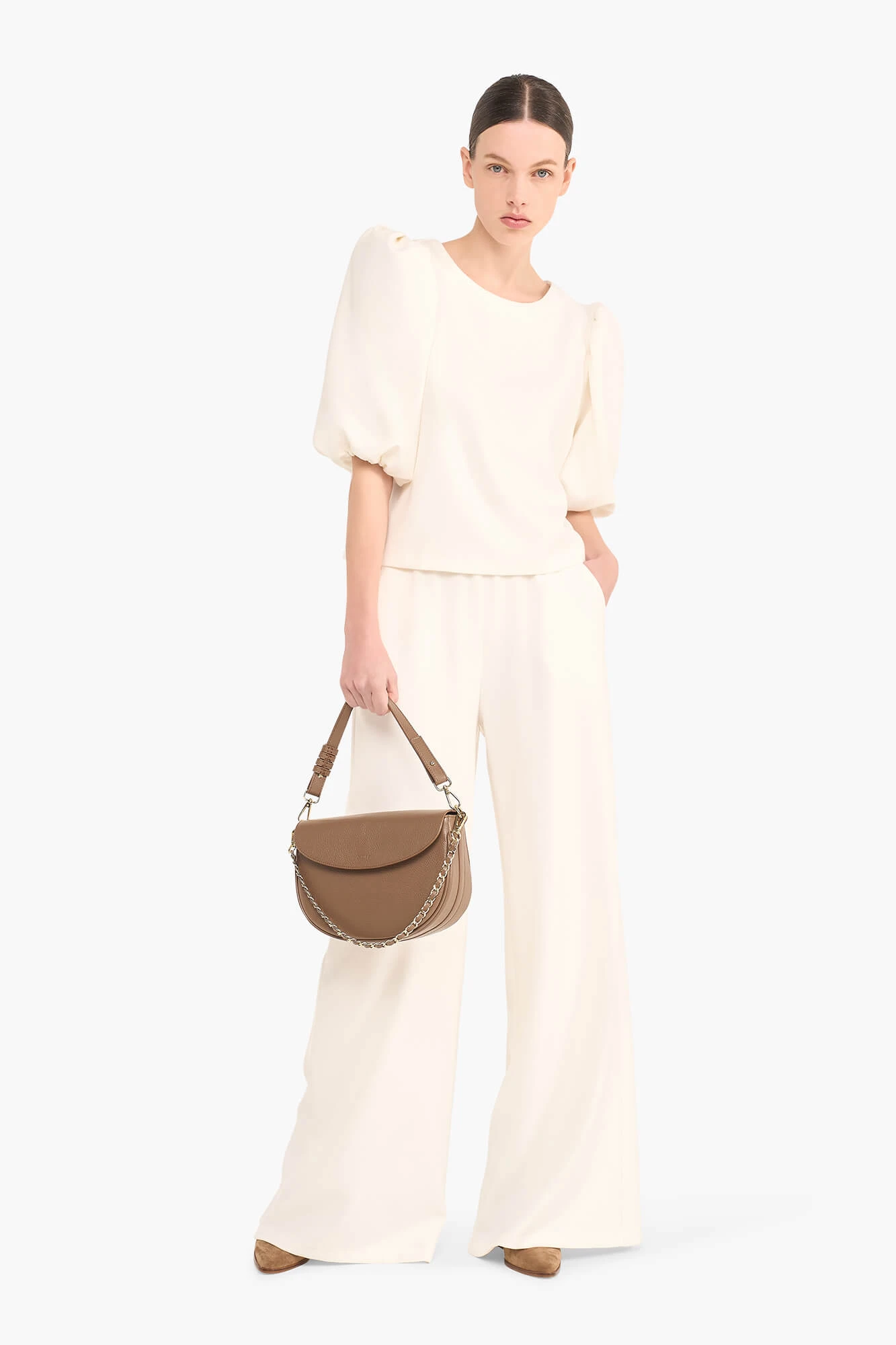 Broek Wijde Pijp Elastiek Ringo Off White