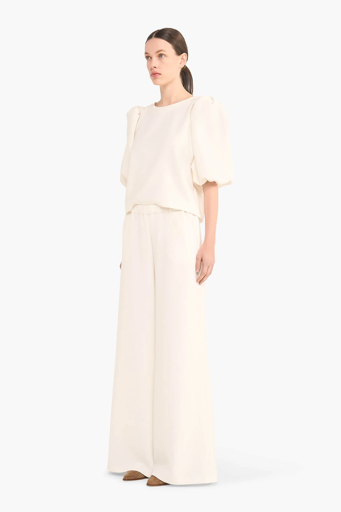 Broek Wijde Pijp Elastiek Ringo Off White