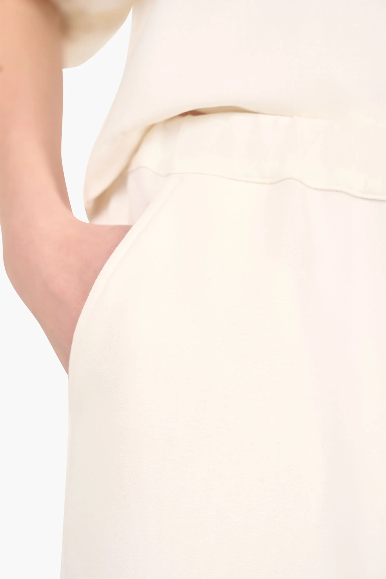 Broek Wijde Pijp Elastiek Ringo Off White