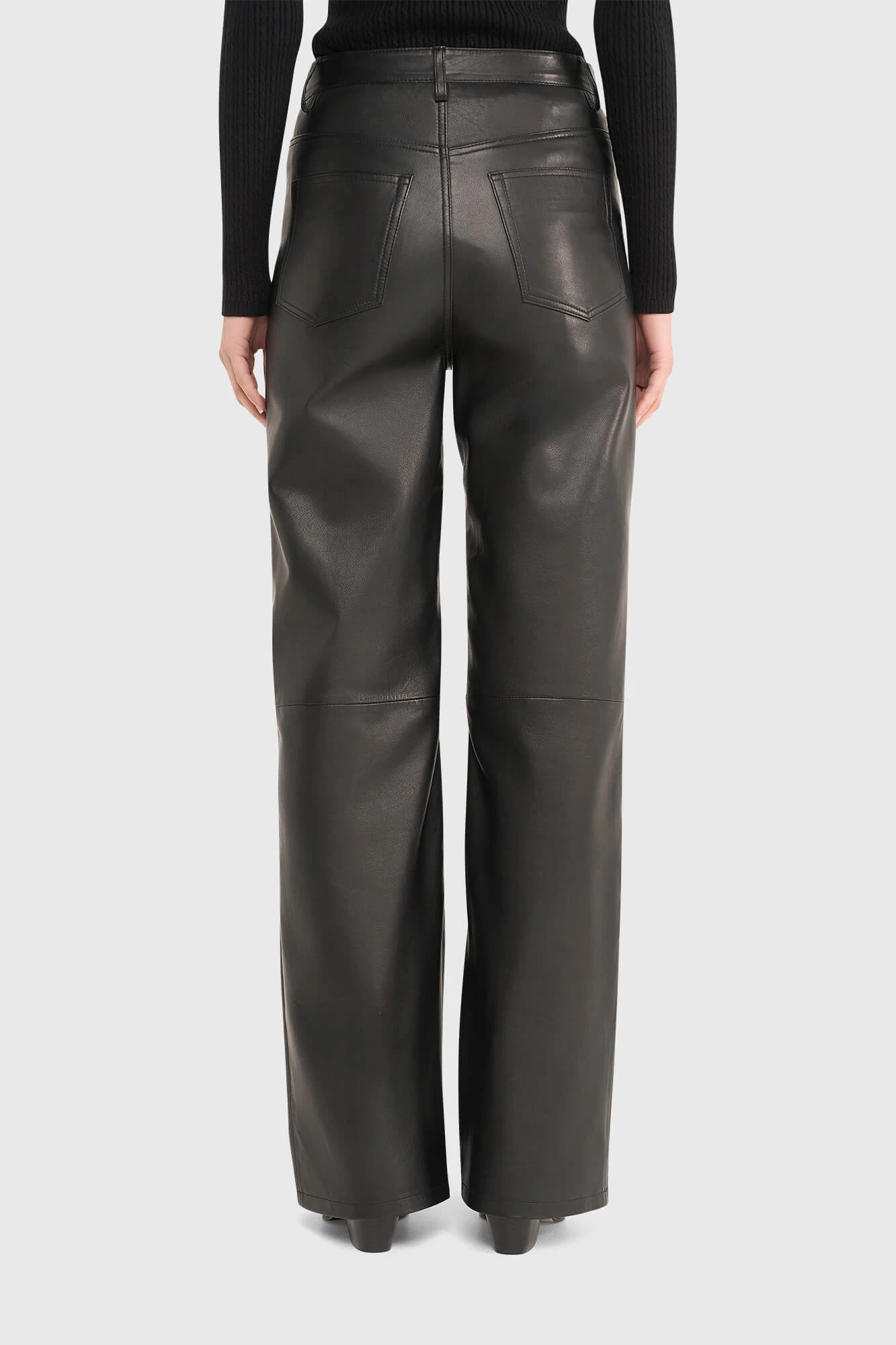 Lederhose für Damen, gerader Schnitt, Jason, schwarz