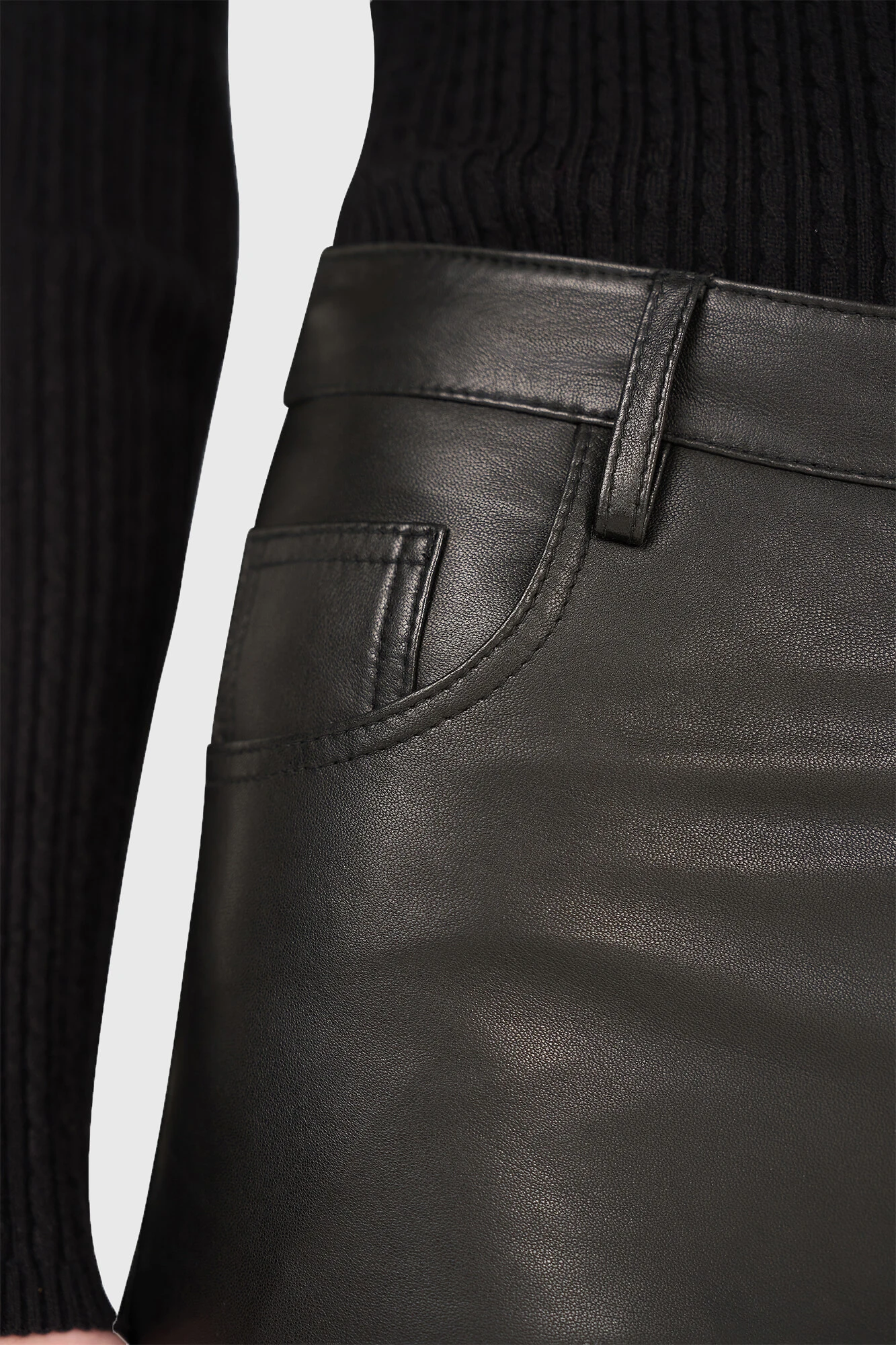 Lederhose für Damen, gerader Schnitt, Jason, schwarz