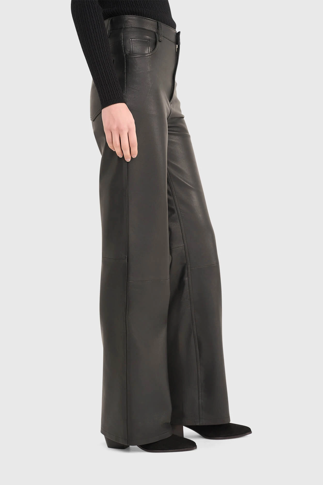 Lederhose für Damen, gerader Schnitt, Jason, schwarz