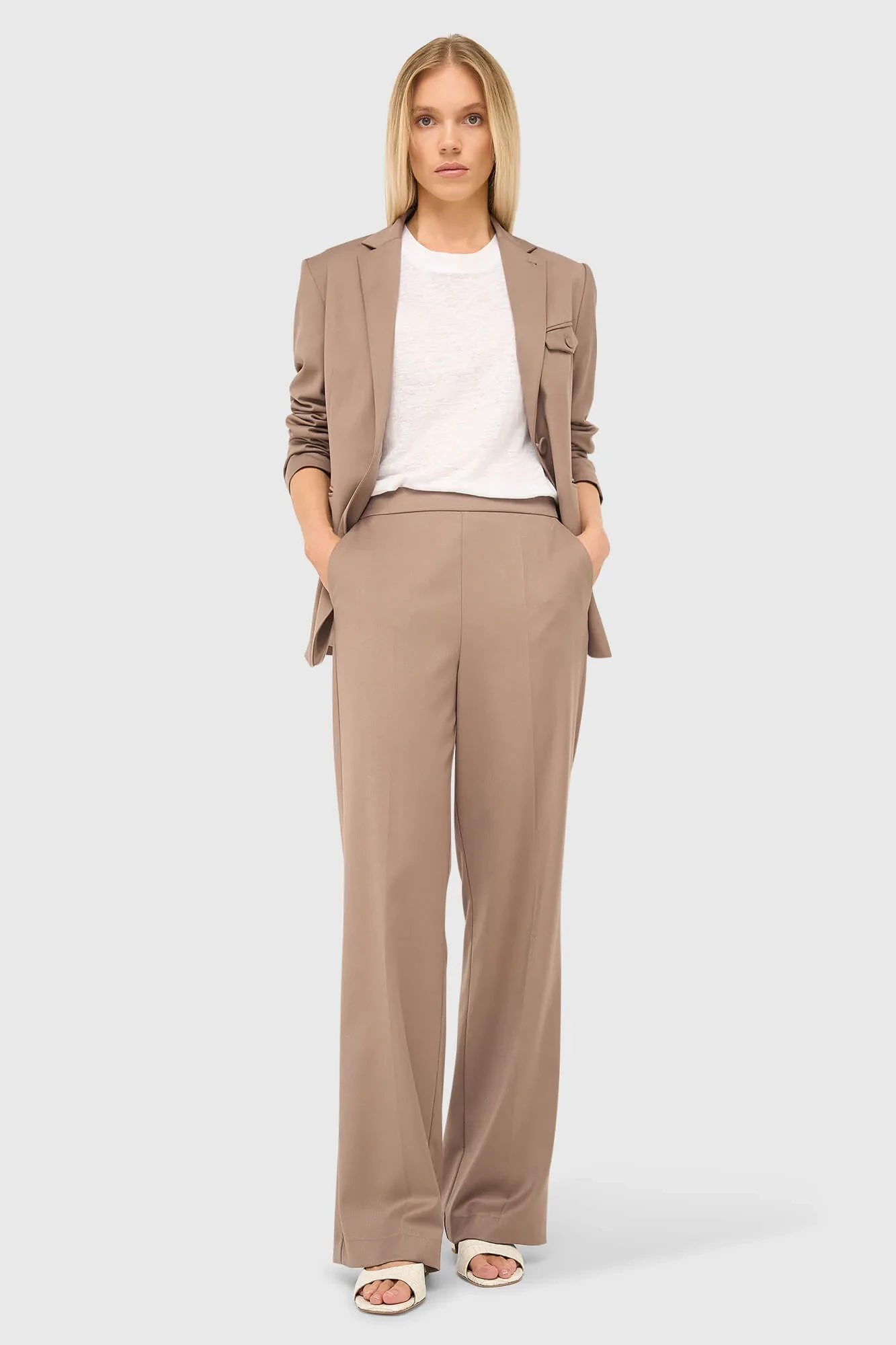 Damenhose mit weitem Bein, braun, Pete
