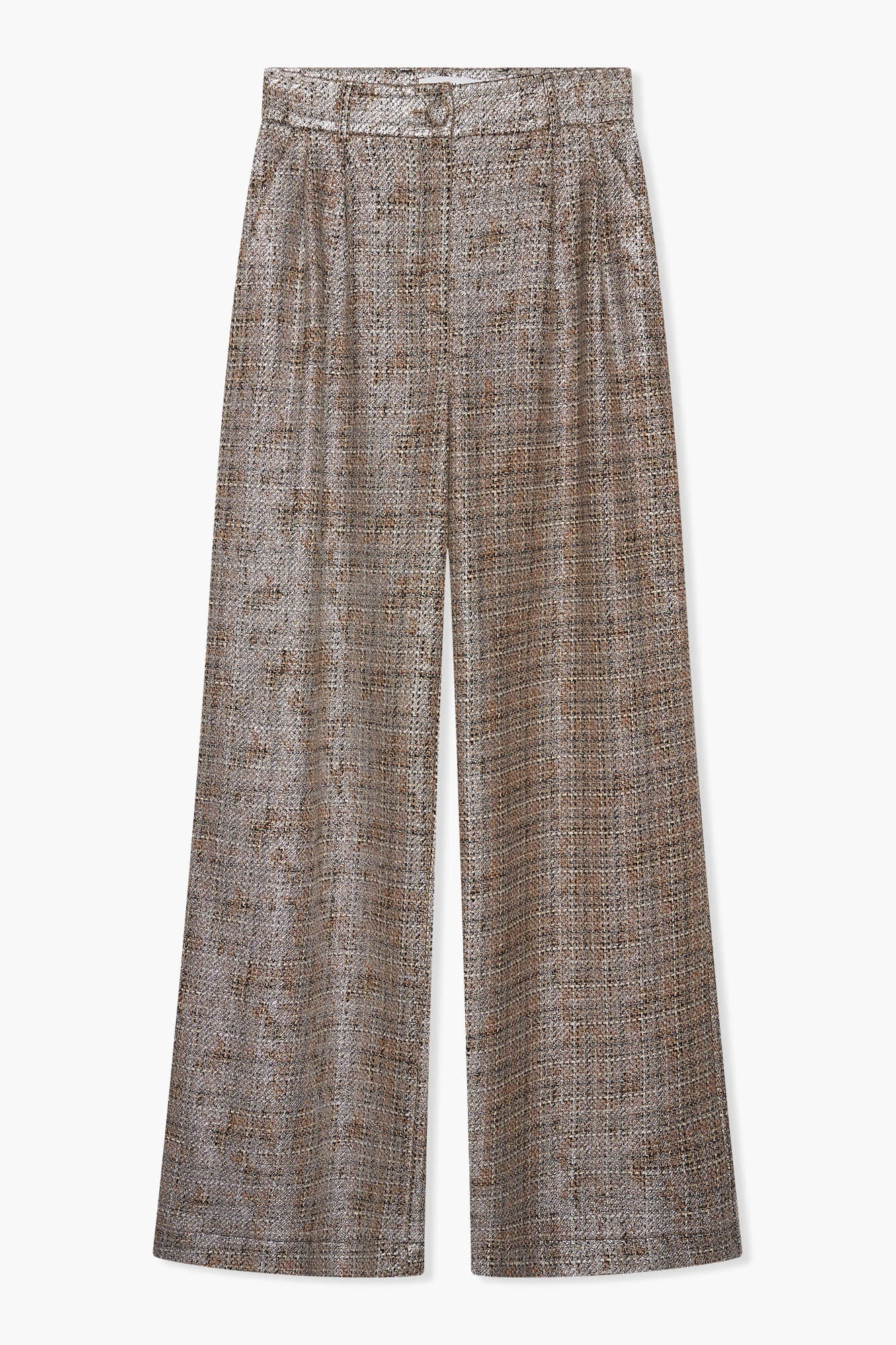 Broek Dames Wijde Pijp Dollar Bruin Zilver Metallic