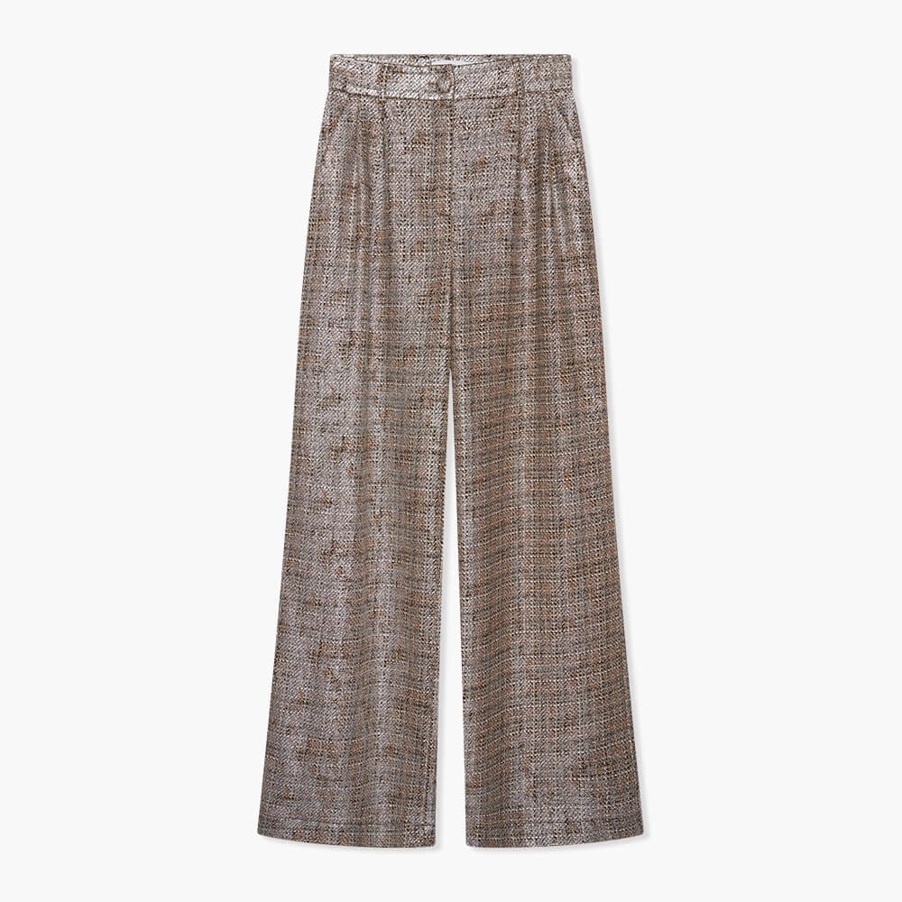 Broek met Wijde Pijp Metallic Dollar Bruin