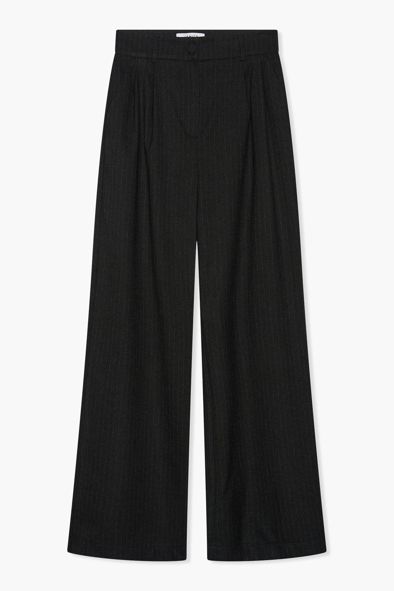 Damenhose, weit geschnitten, gestreift, Dollar-Muster, schwarz