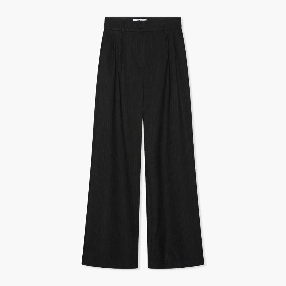 Broek Dames Wijde Pijp Streep Dollar Zwart
