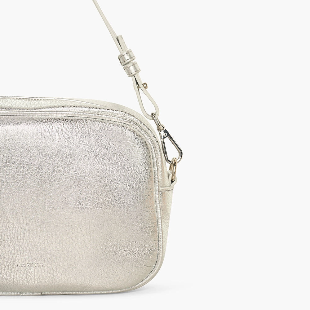 Leren Zilveren Crossbody Bruce