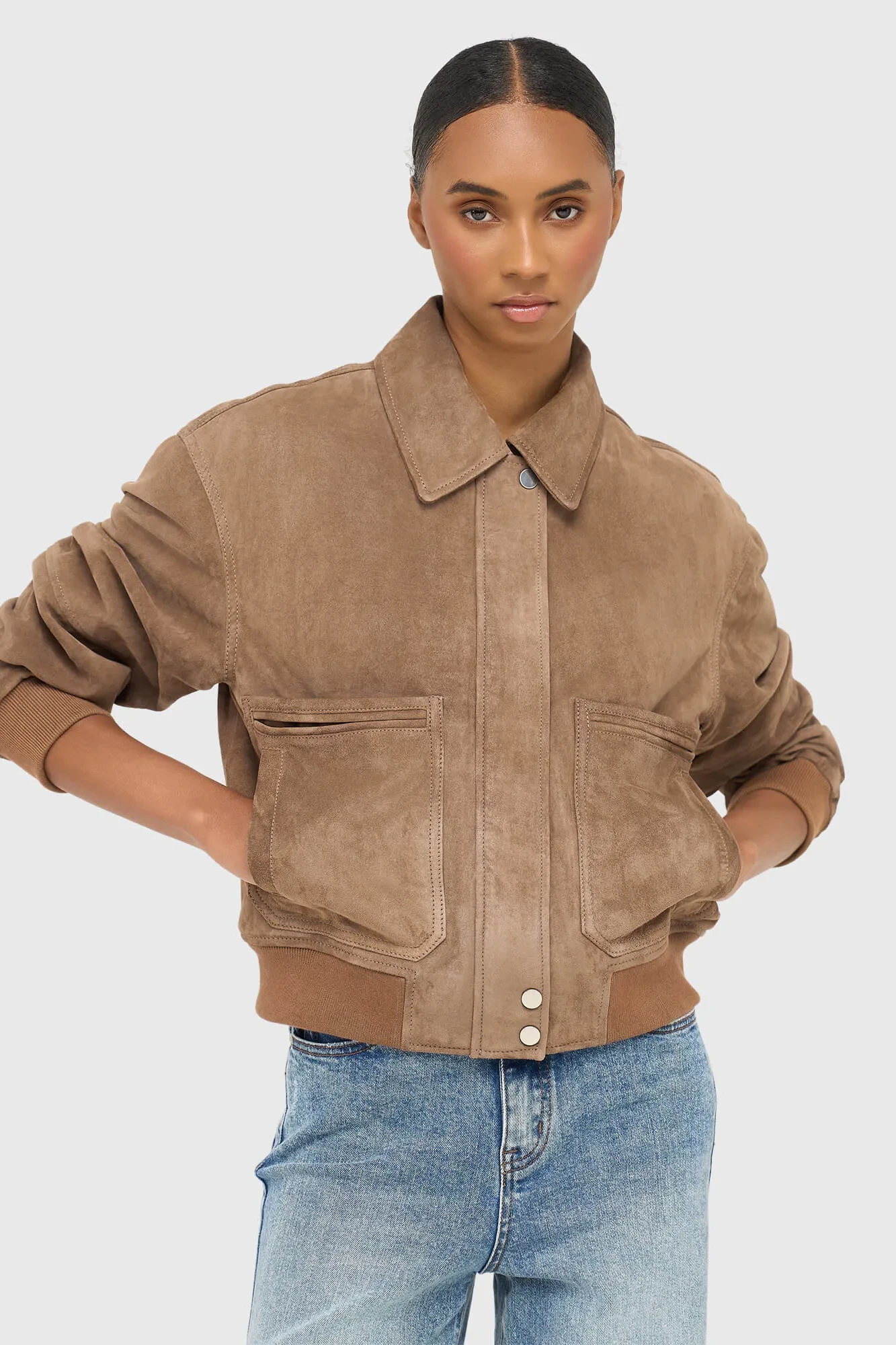 Leren Bomberjack Tony Bruin Suede