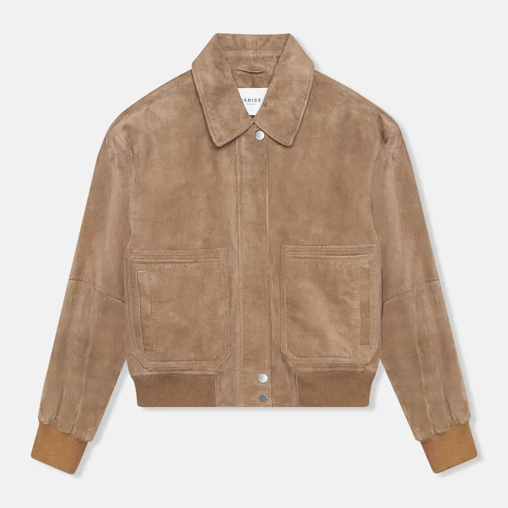 Leren Bomberjack Tony Bruin Suede