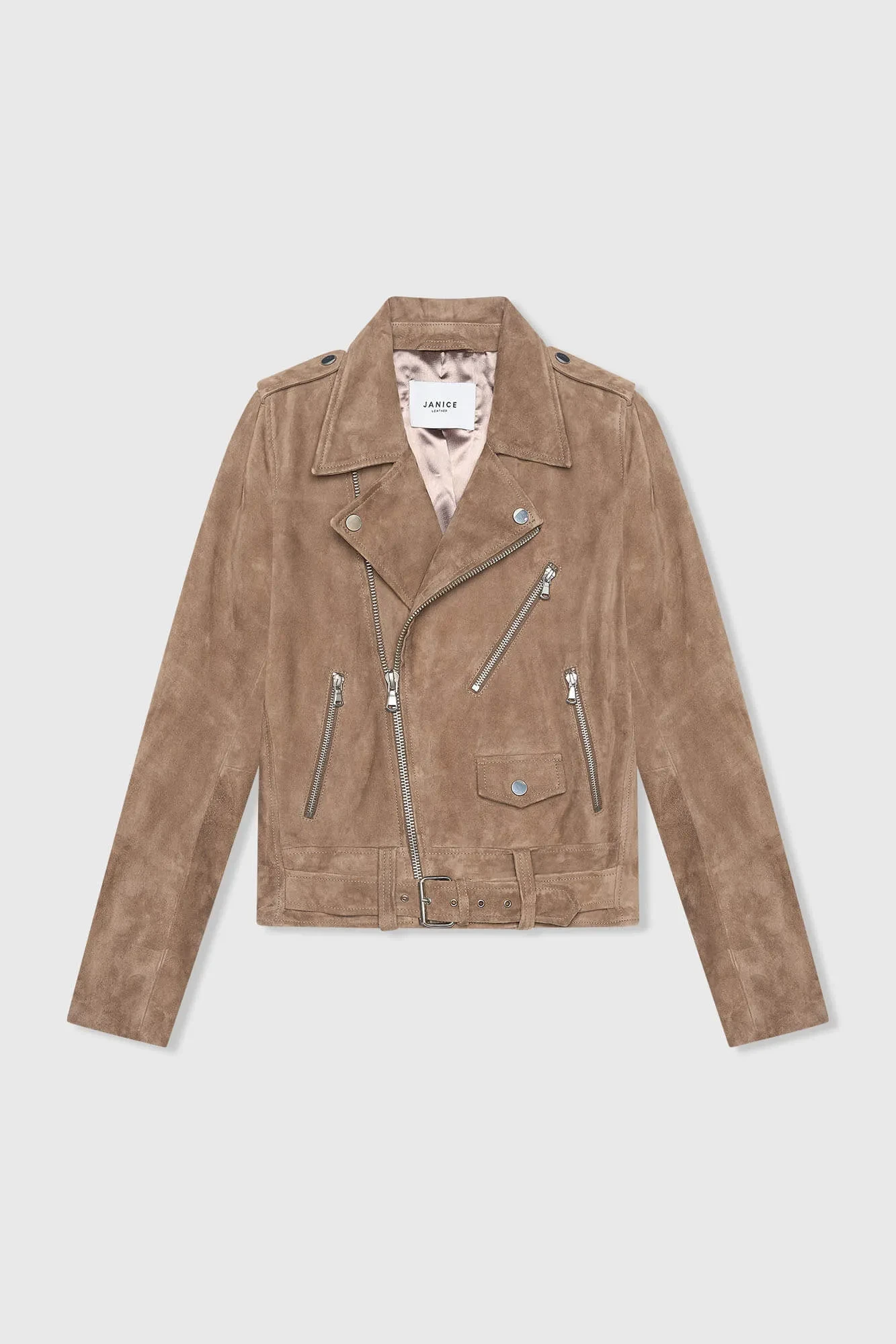 Braune Leder-Wildleder-Bikerjacke von Burke