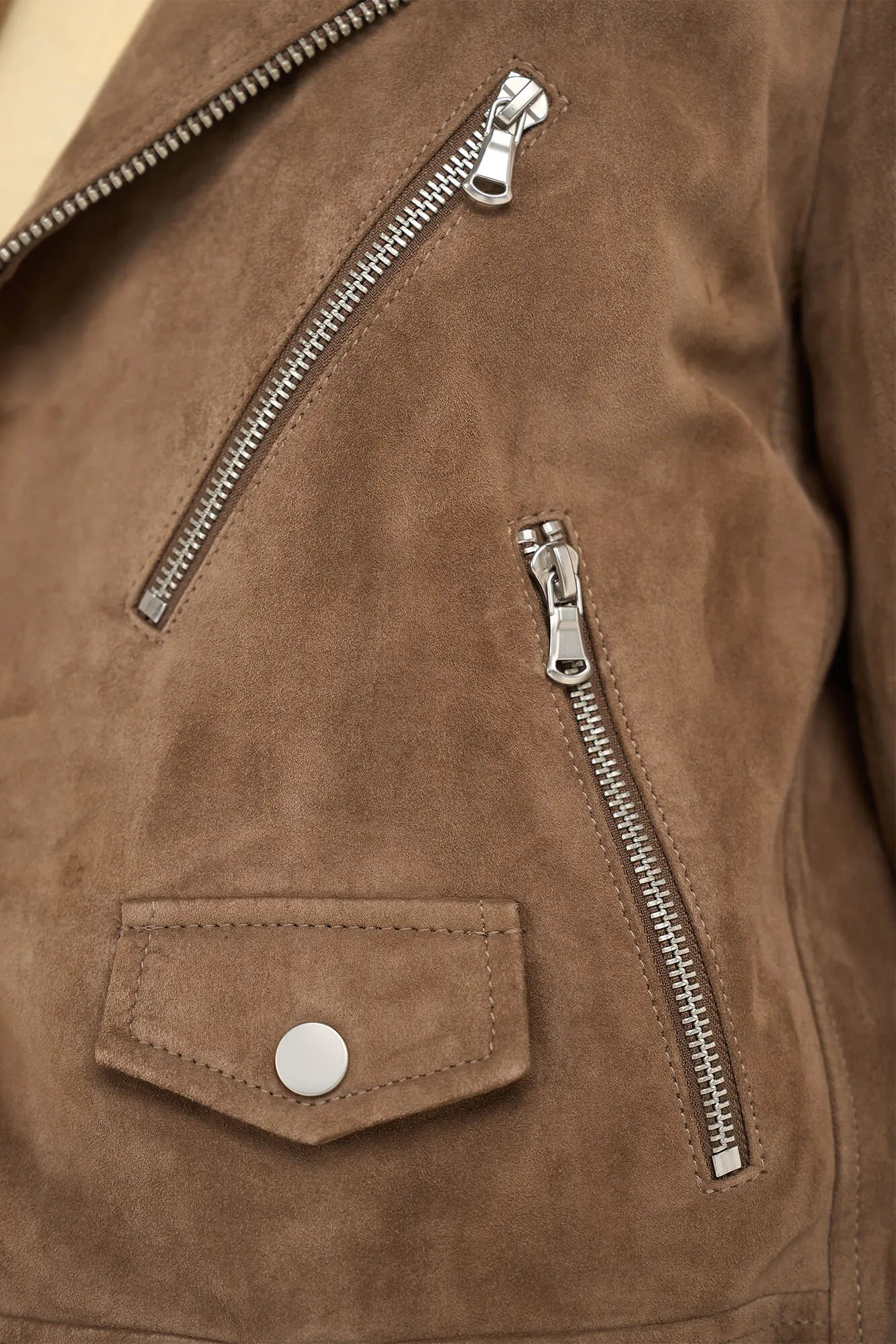 Braune Leder-Wildleder-Bikerjacke von Burke