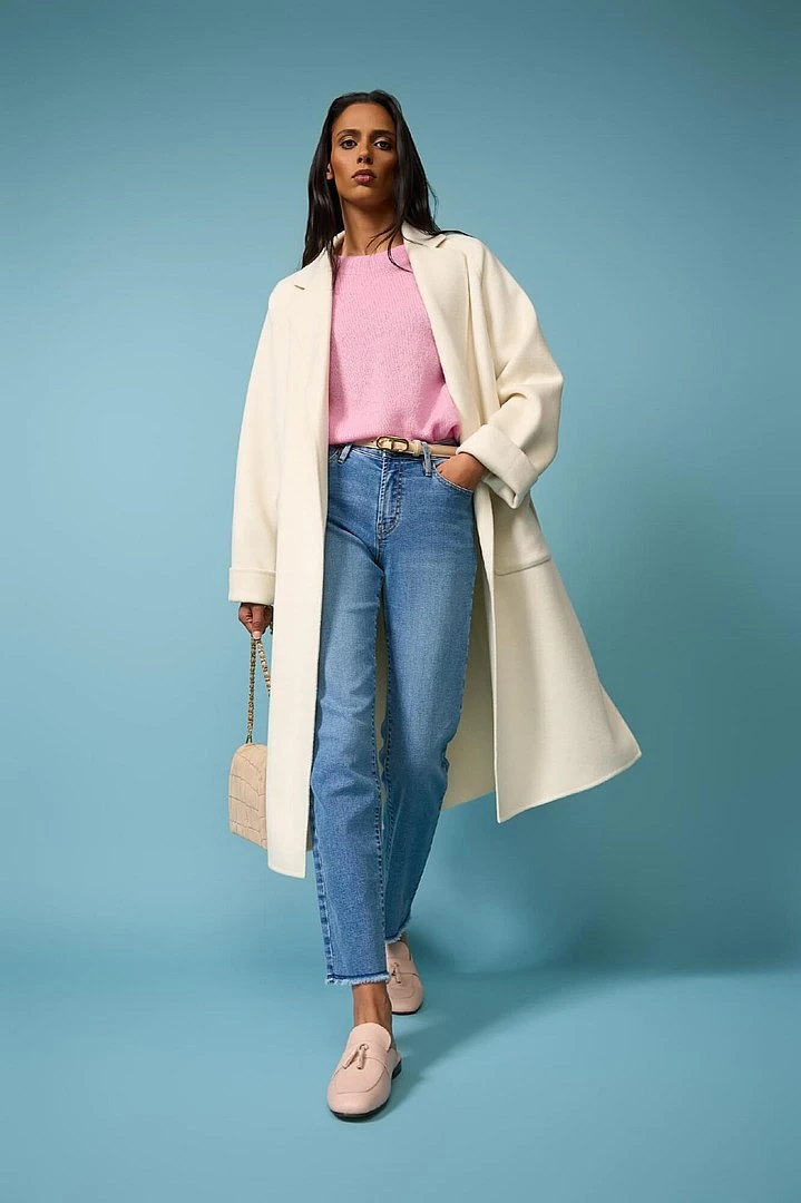 Cashmere Dames Jas Lang Double Face Jules Off White