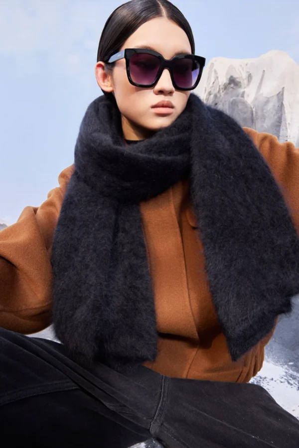 dames sjaal santos brushed cashmere zwarte janice