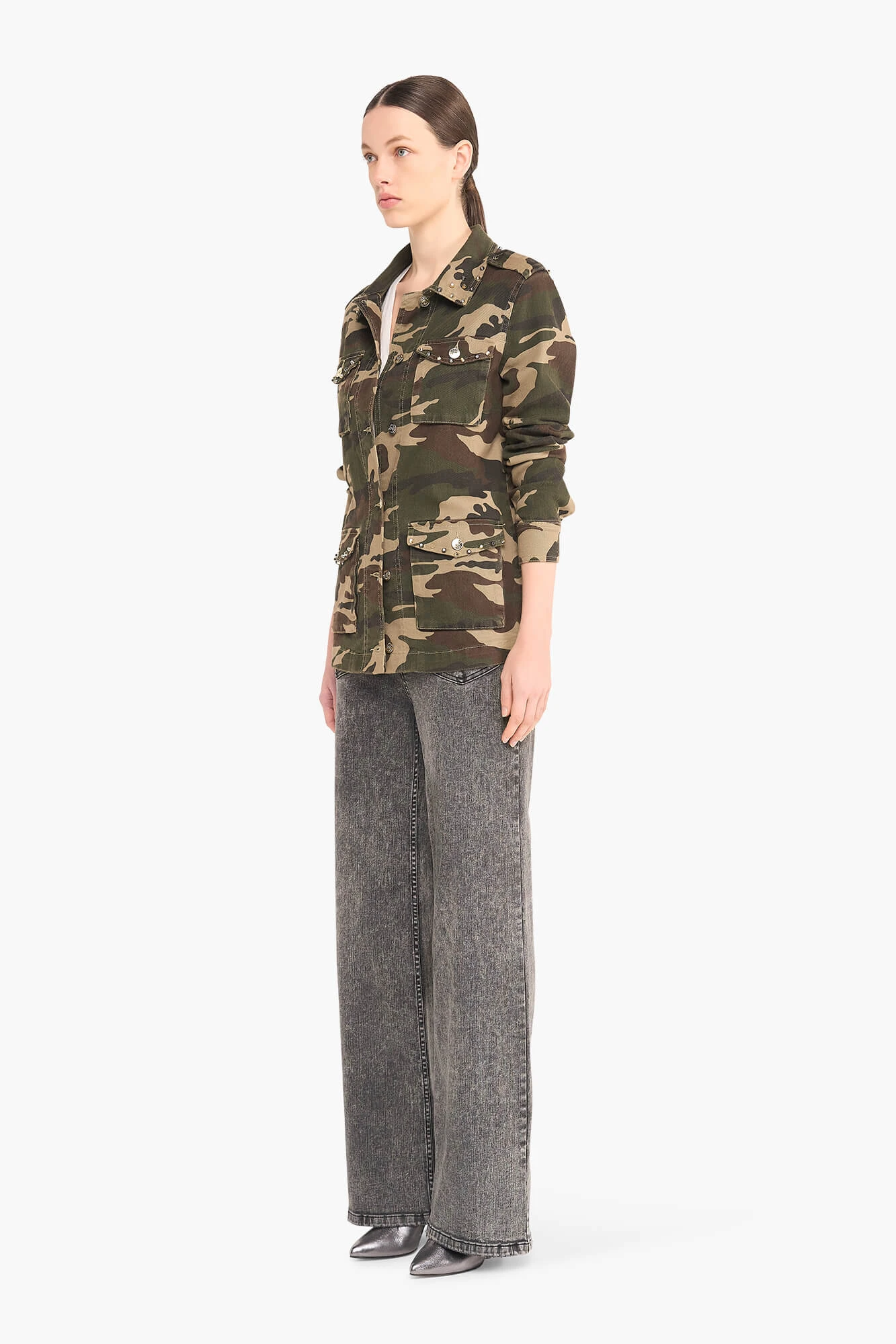 Camouflage Denim Jack Dwayne Studs