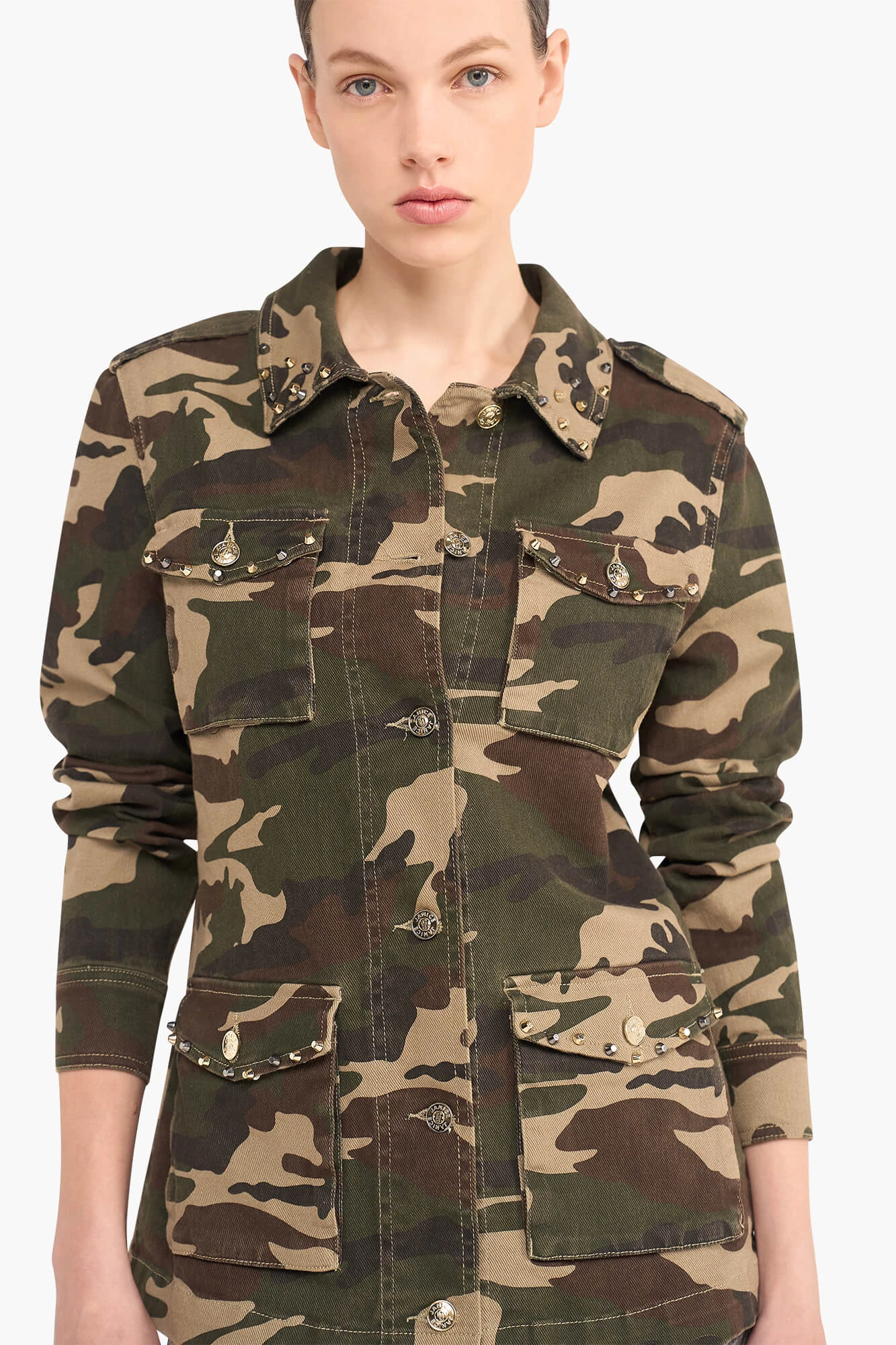 Camouflage Denim Jack Dwayne Studs