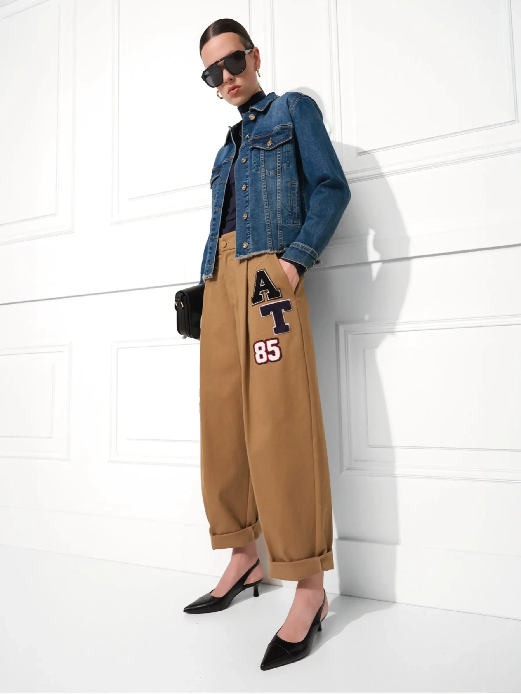 Camel Katoenen Paperbag Broek Steekzakken Patches Barrel Balti