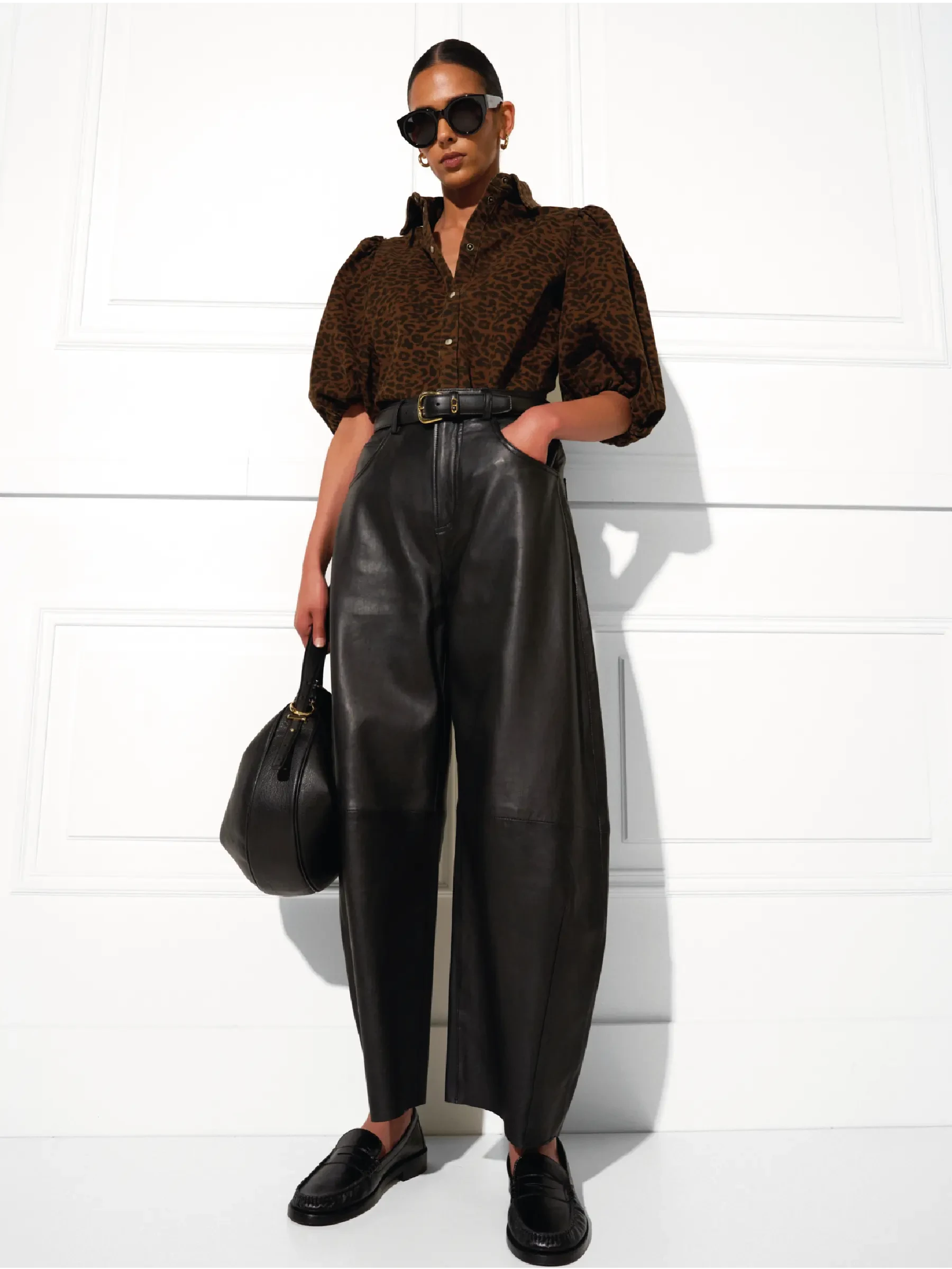 Leren Dames Broek Barrel Billy Zwart