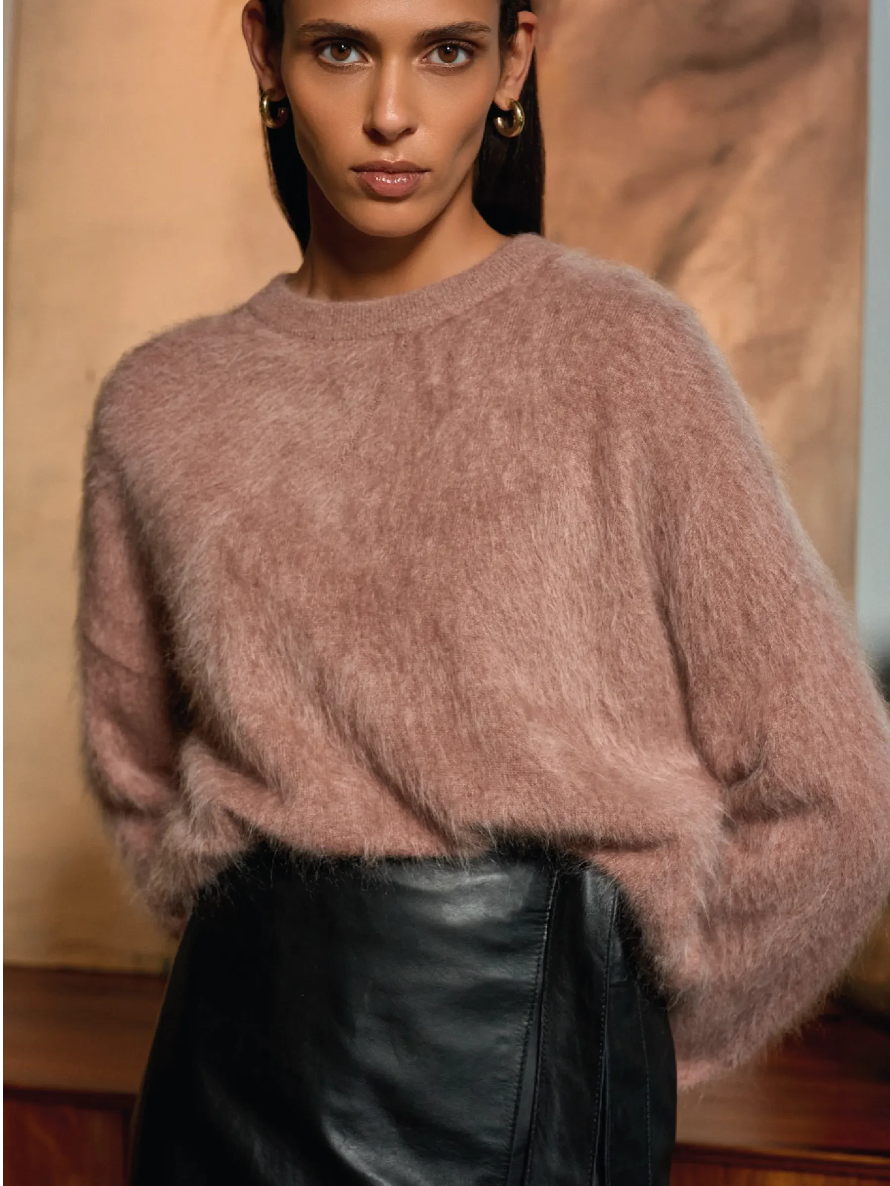 Brushed Cashmere Dames Trui Ronde Hals Lewis Taupe