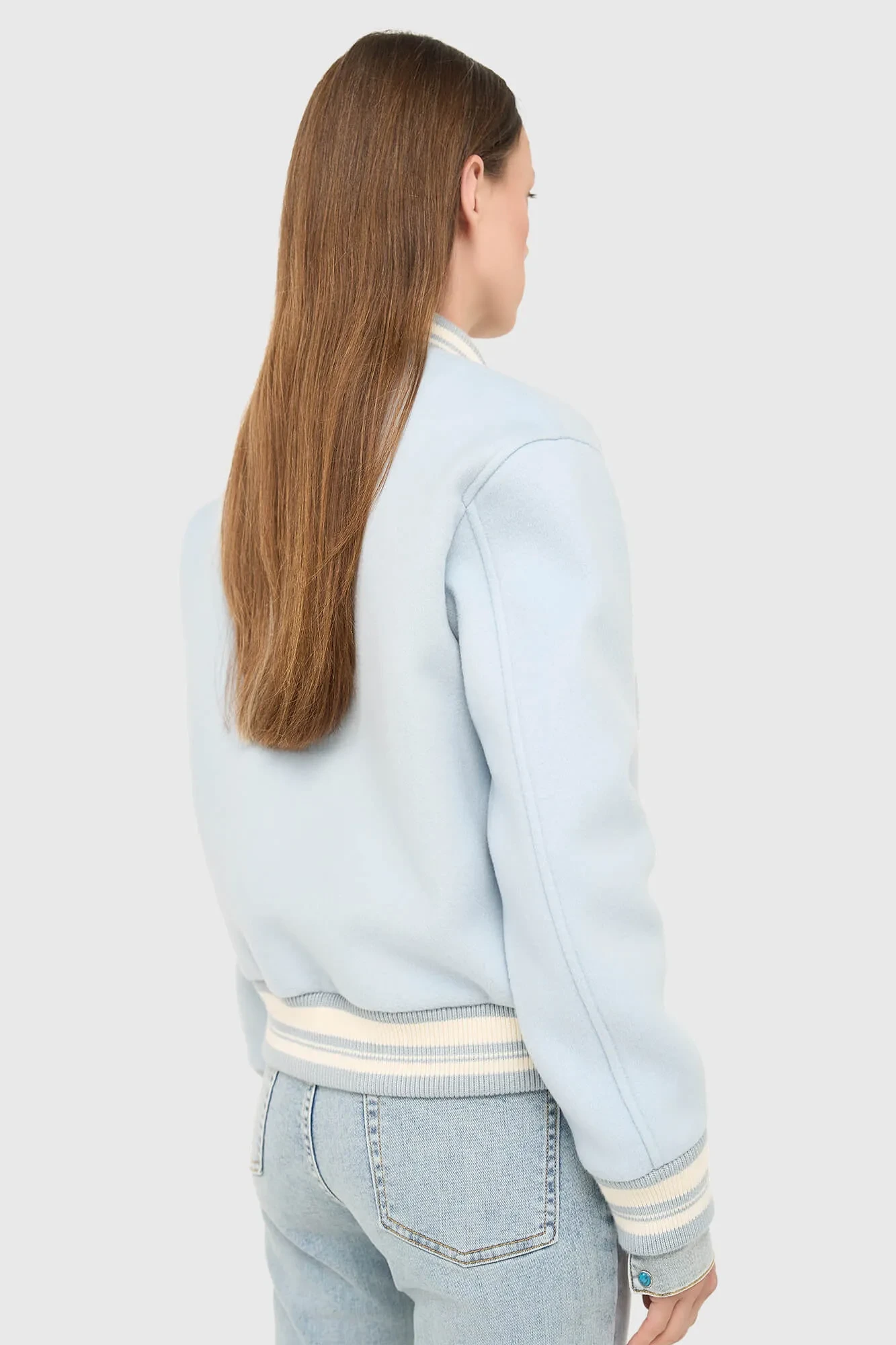 Kaschmir-Bomberjacke für Damen, Double-Face, beige, Collin Blau