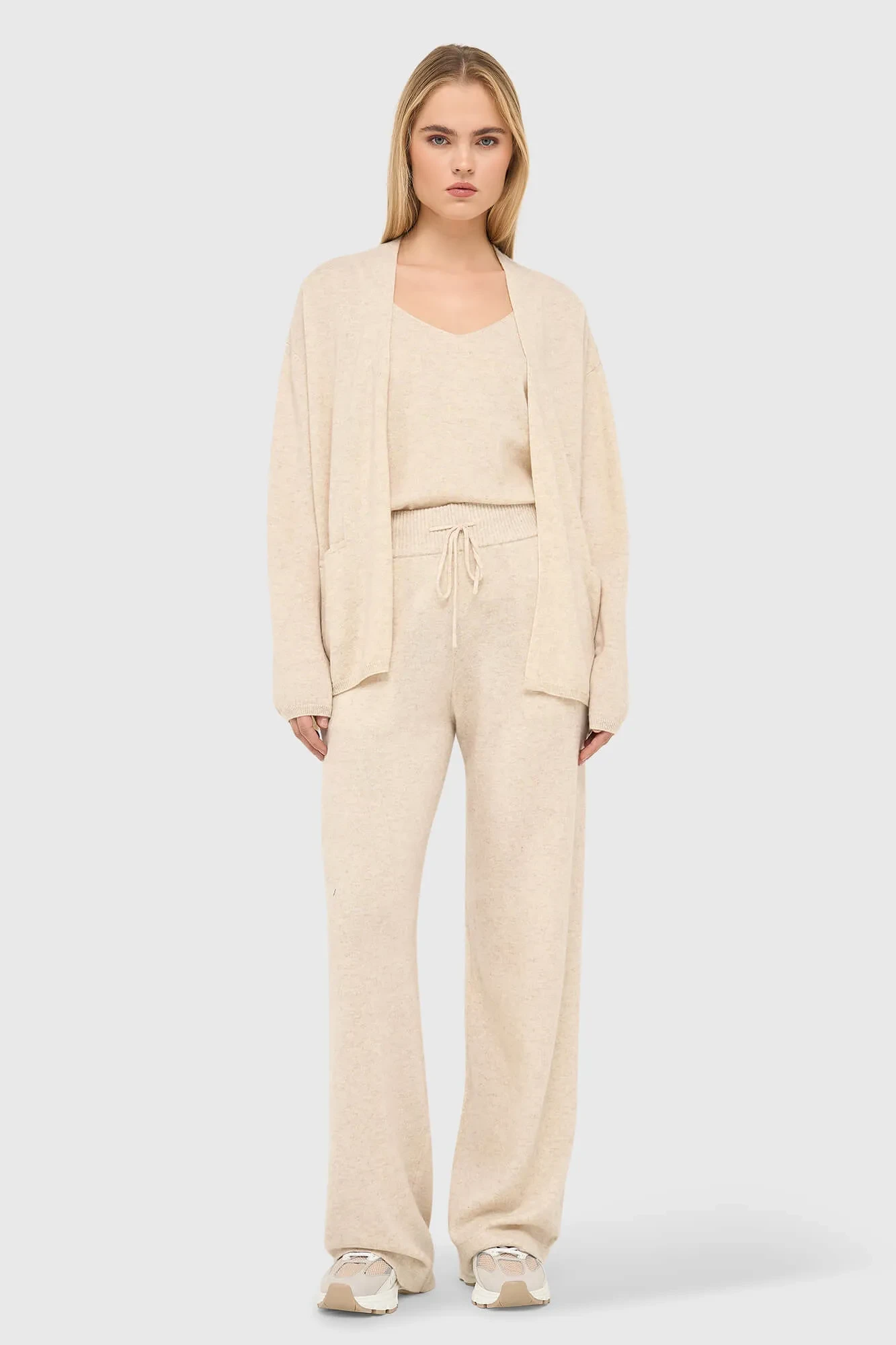 Kaschmirhose mit weitem Bein für Damen, Eldon, Beige