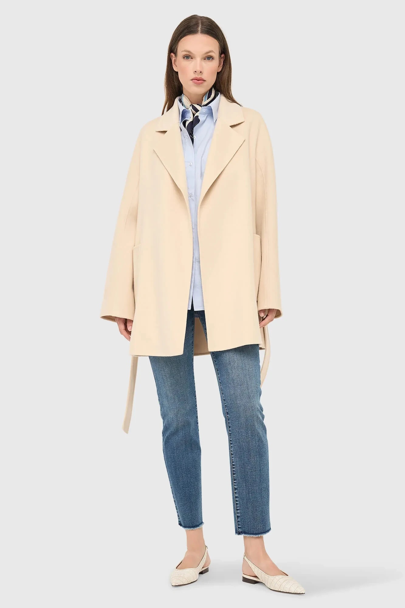Damenjacke aus Kaschmir, Double-Face, Calvin, Beige