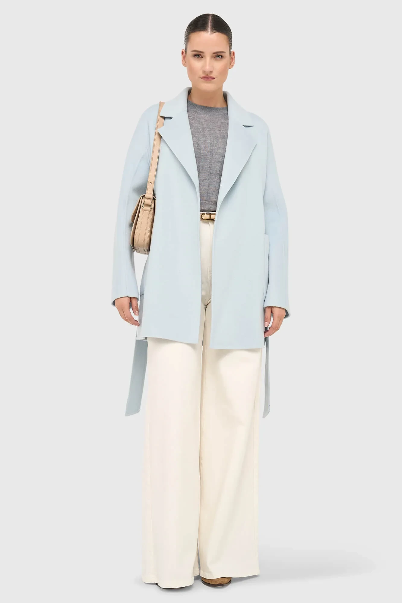 Women's Double-Faced Cashmere Coat, Calvin Blue